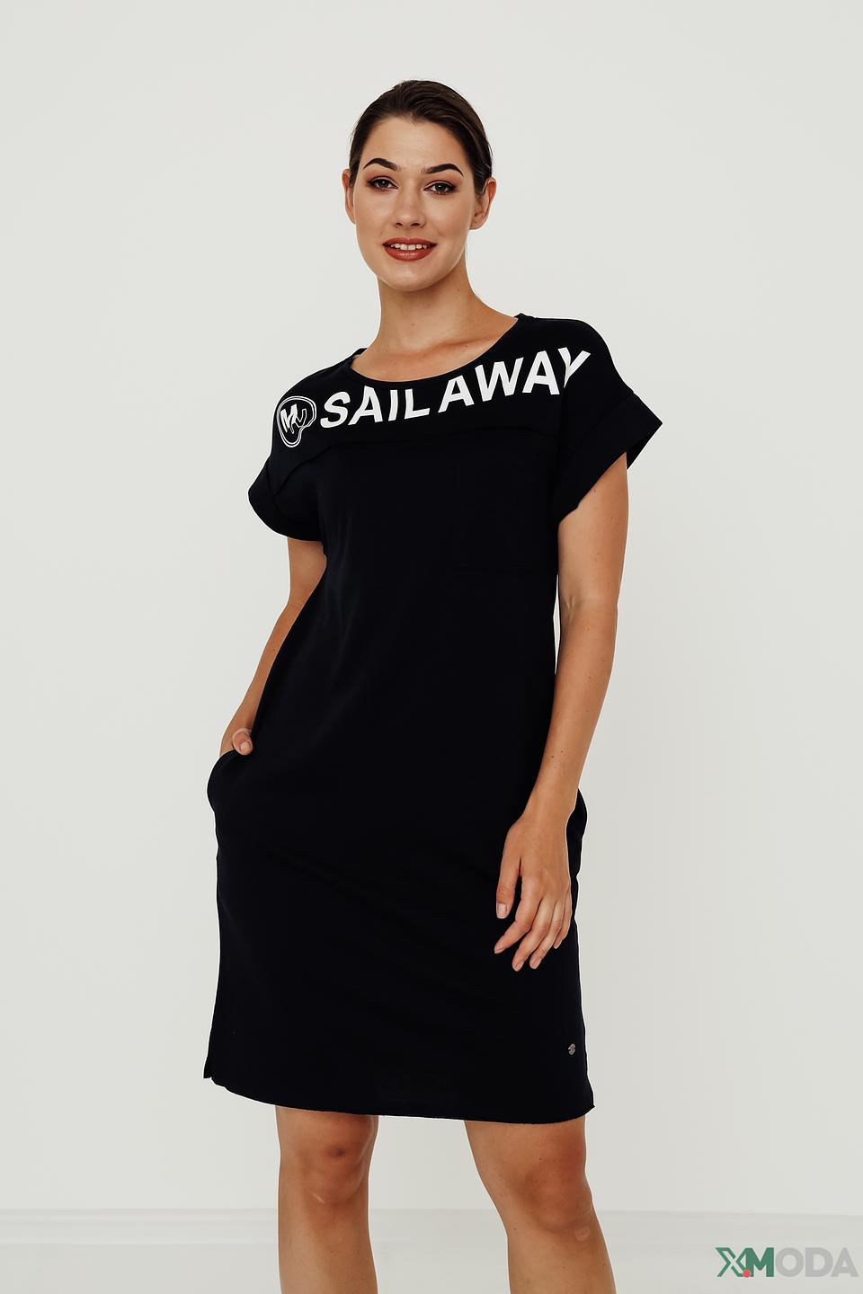 Платье Monari с принтом Sail Away чёрное