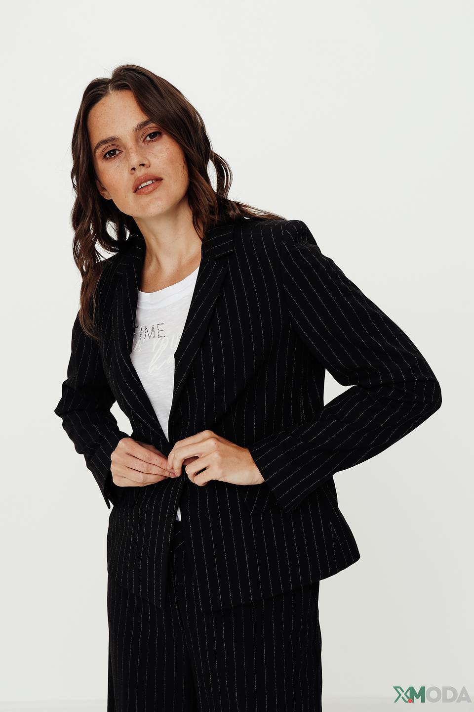 Жакет Comma в полоску чёрный