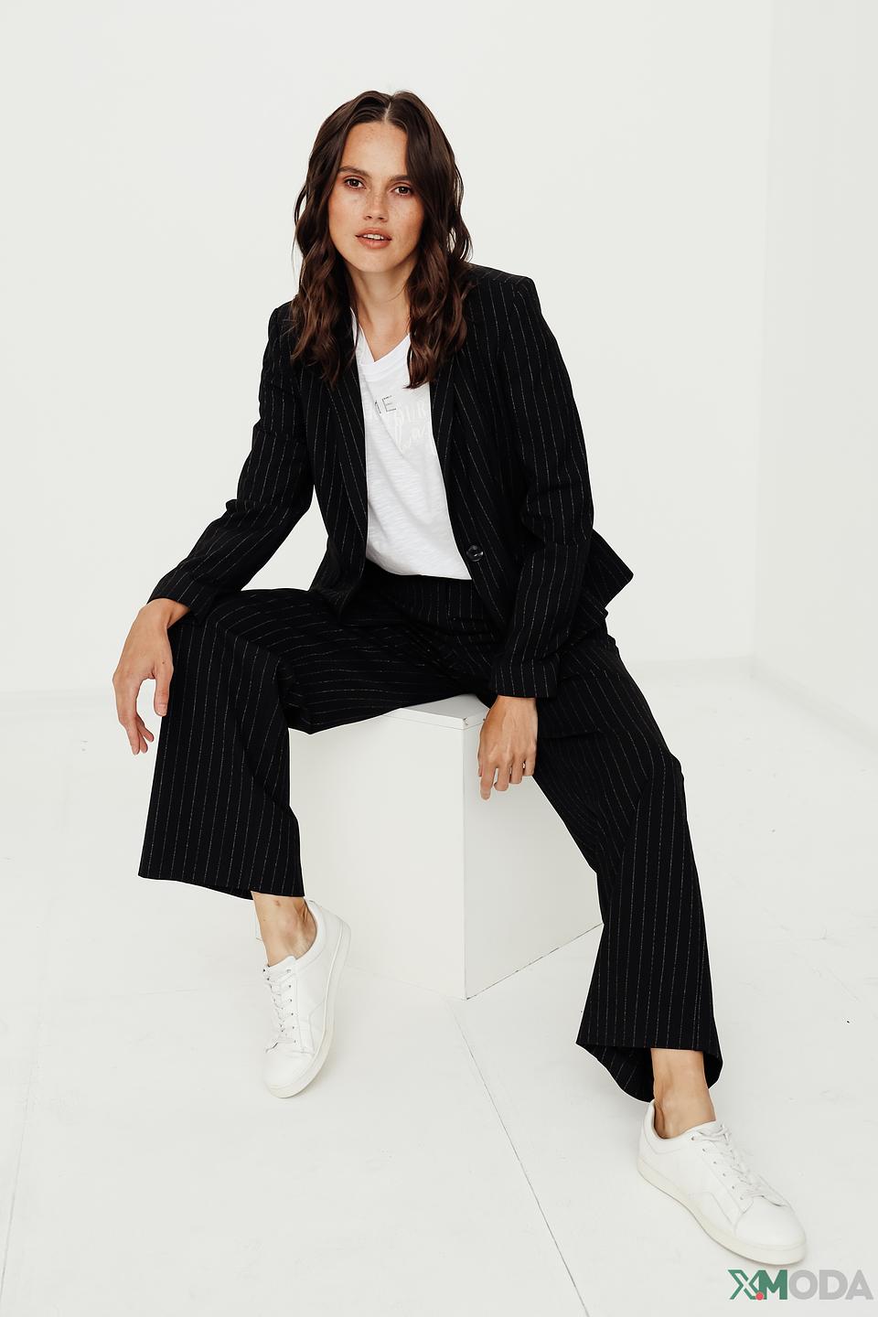 Жакет Comma в полоску чёрный