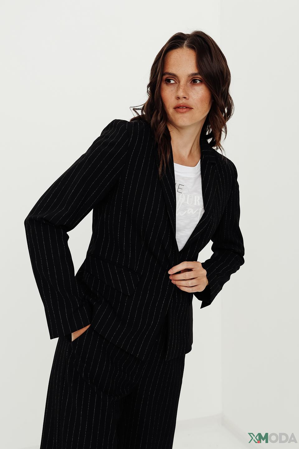 Жакет Comma в полоску чёрный