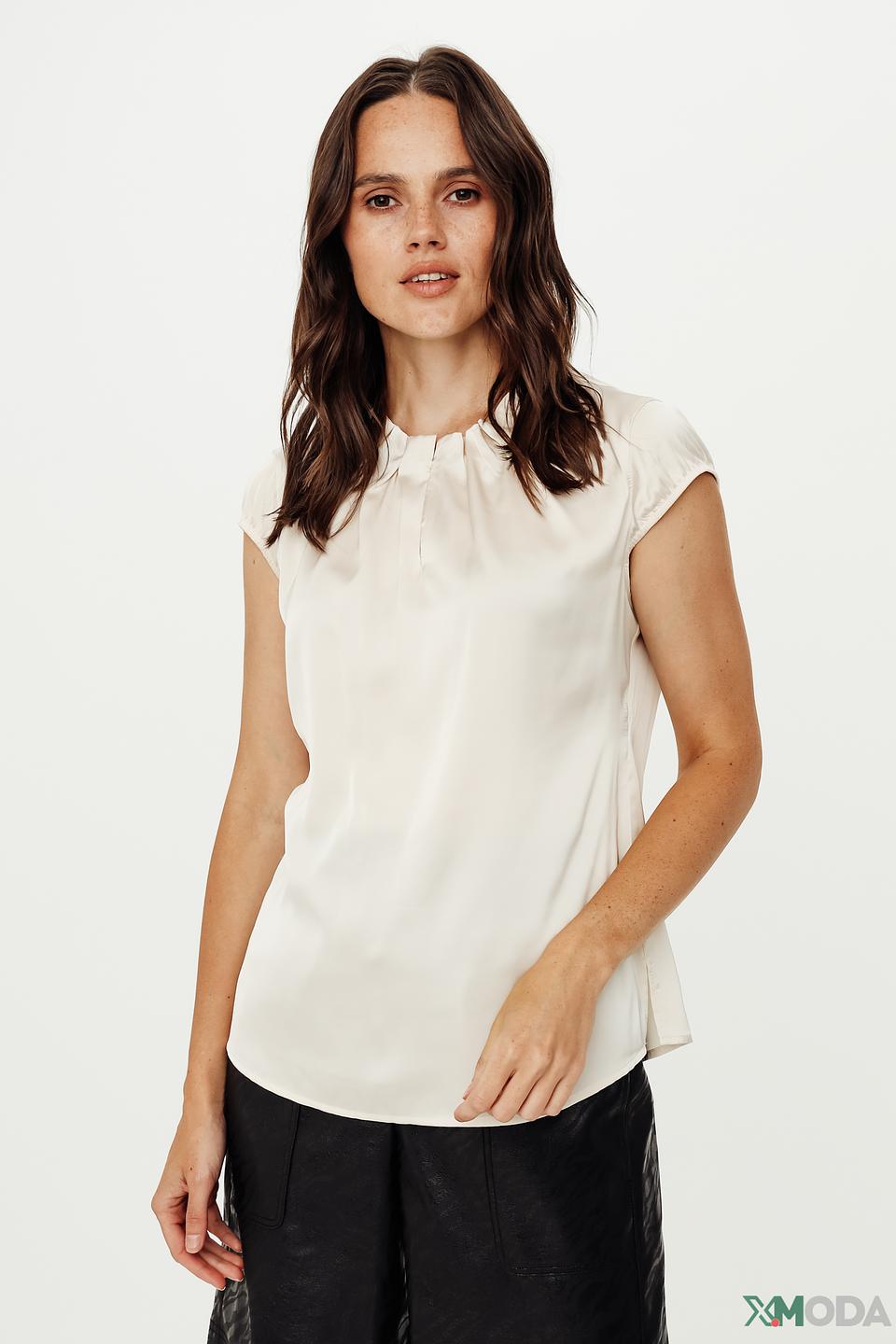 Блуза Comma с рукавами-фонариками кремовая