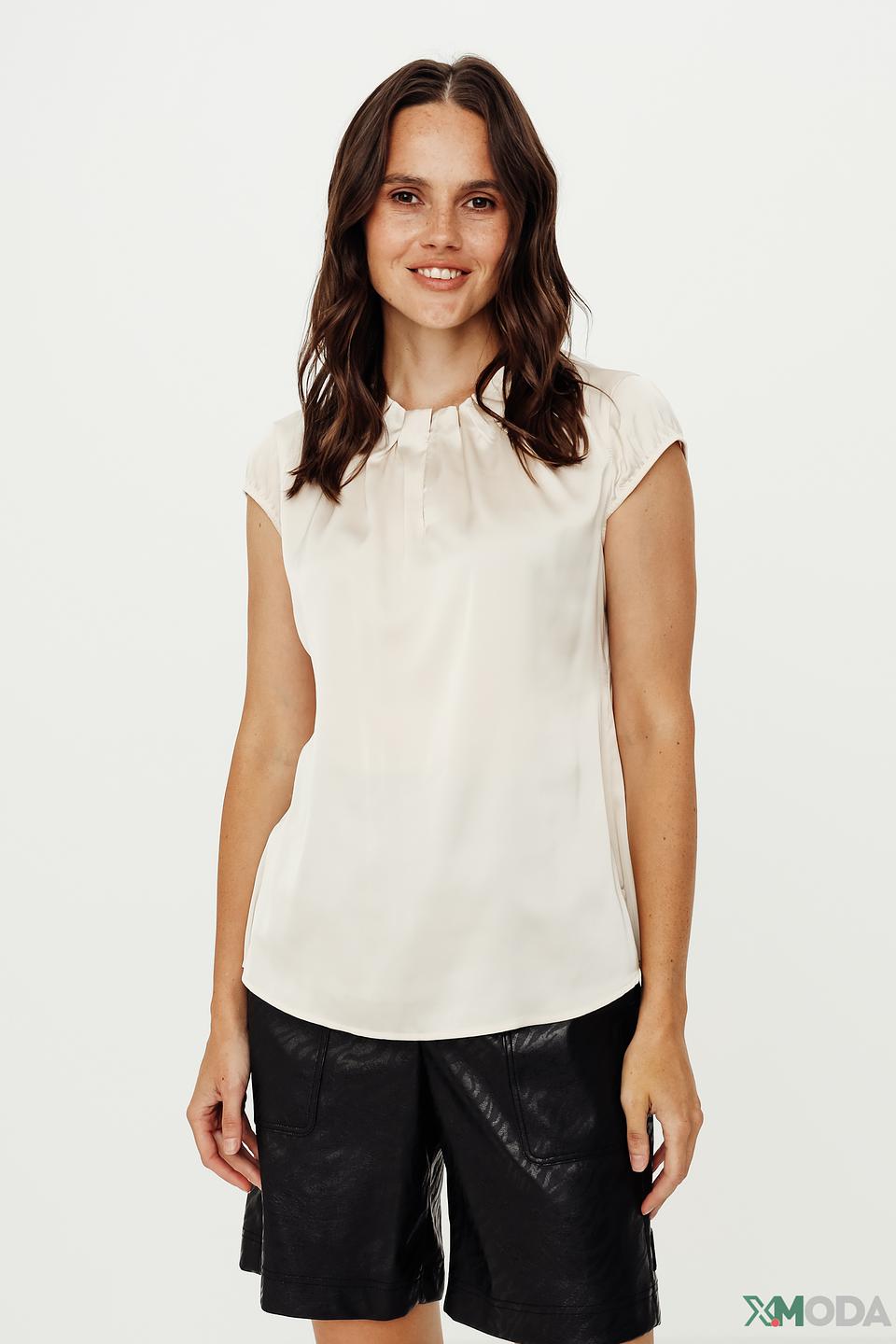 Блуза Comma с рукавами-фонариками кремовая