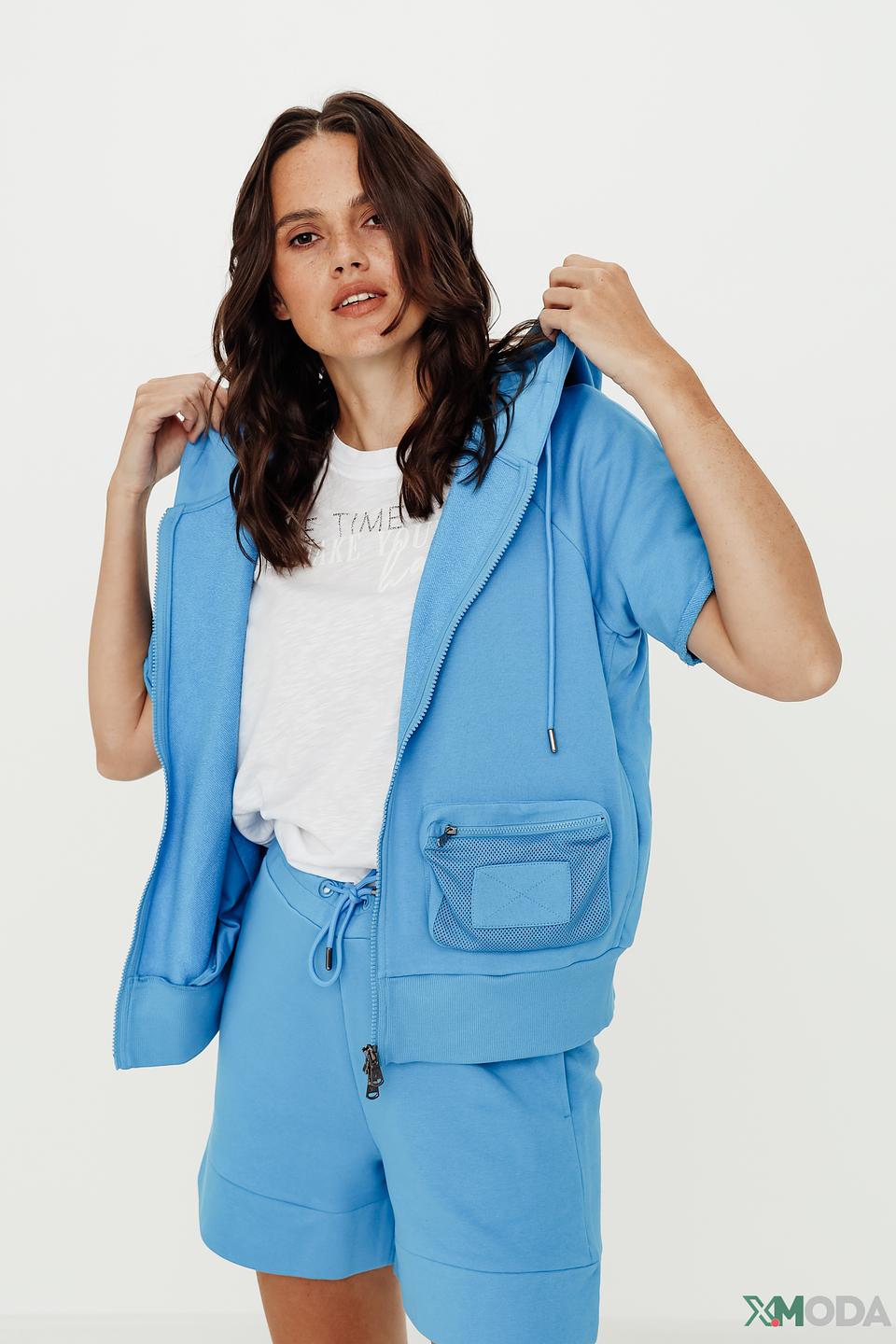 Жакет Margittes голубой с капюшоном