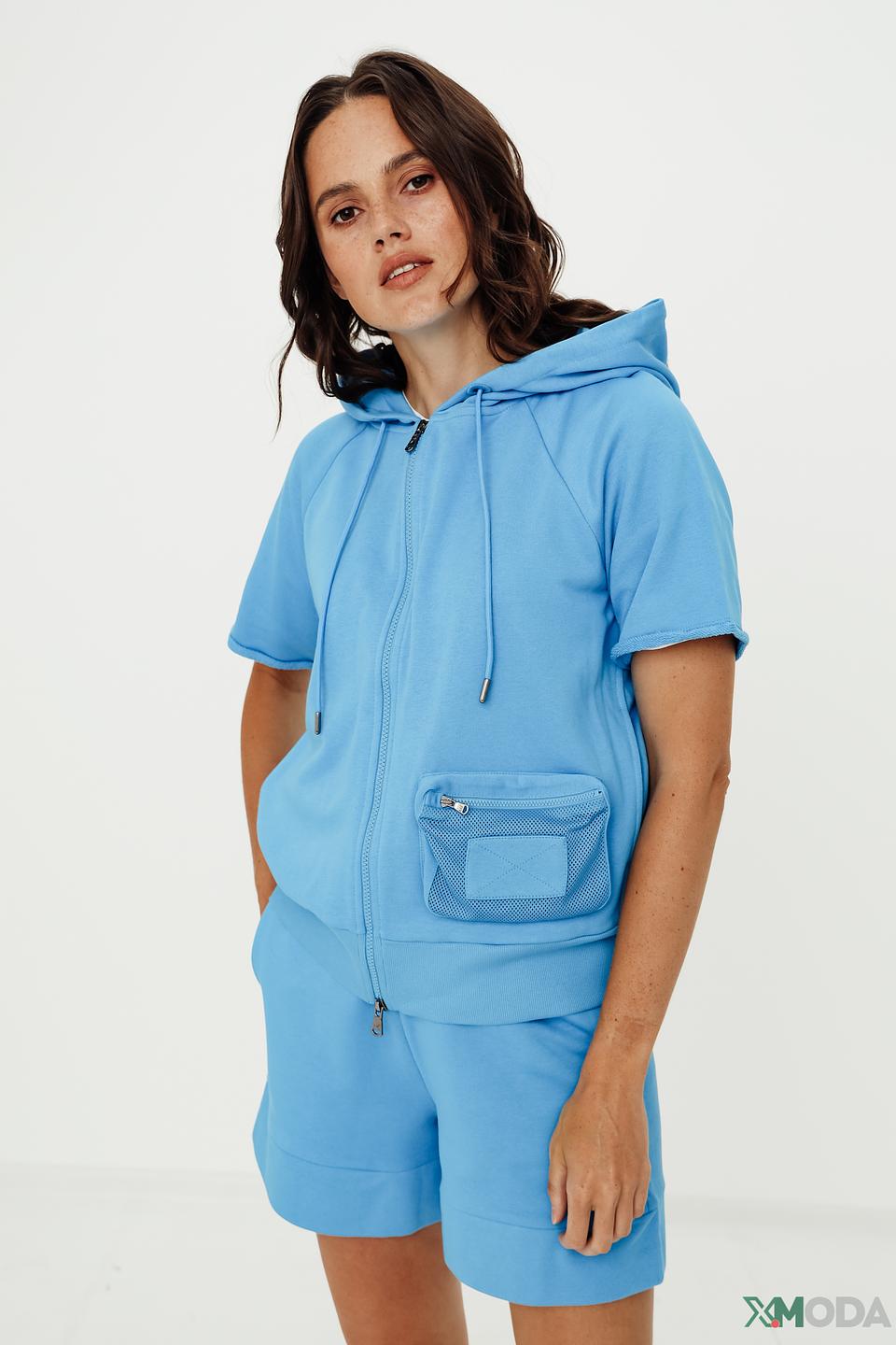 Жакет Margittes голубой с капюшоном