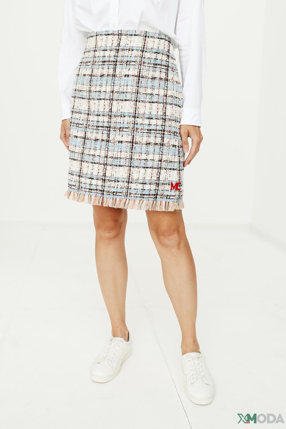Юбка Marc Cain клетчатая с бахромой