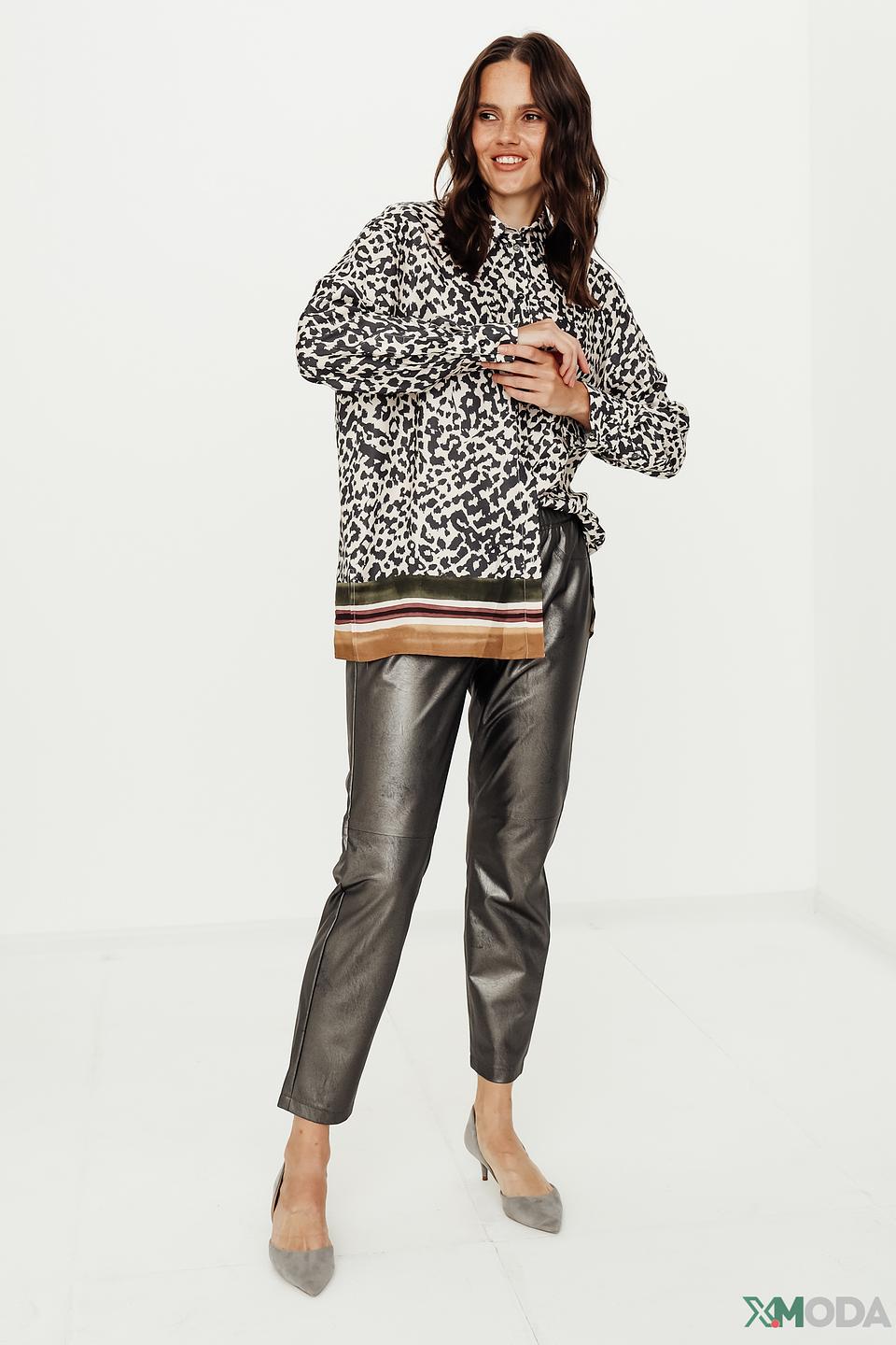 Брюки кожа Luisa Cerano серые