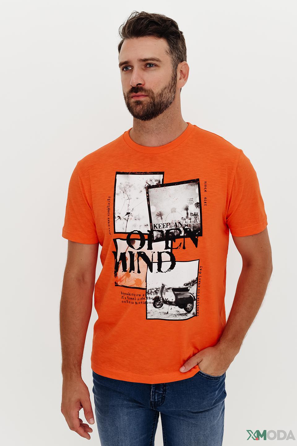 Футболка Lerros с принтом оранжевая