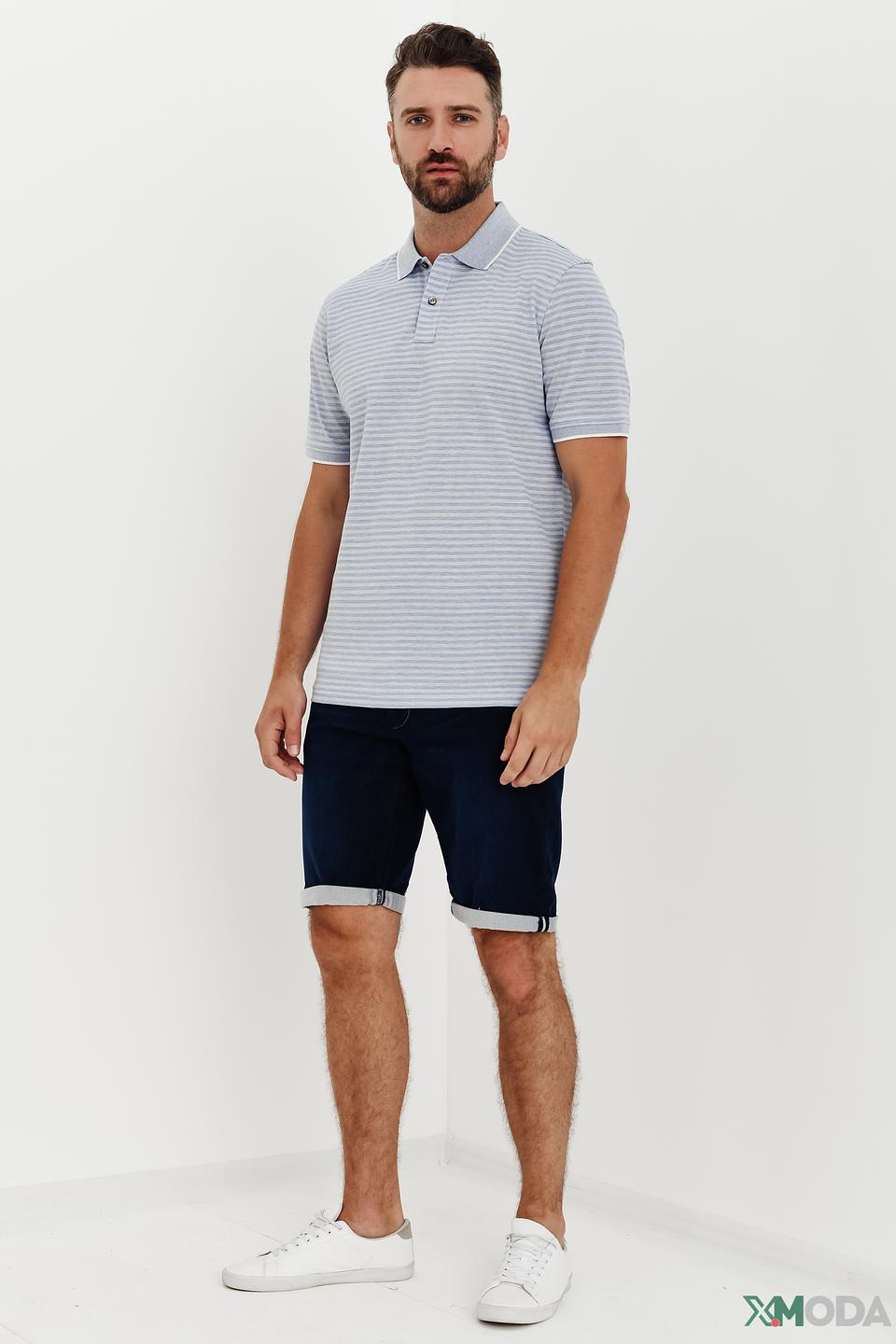 Поло Bugatti в полоску голубой