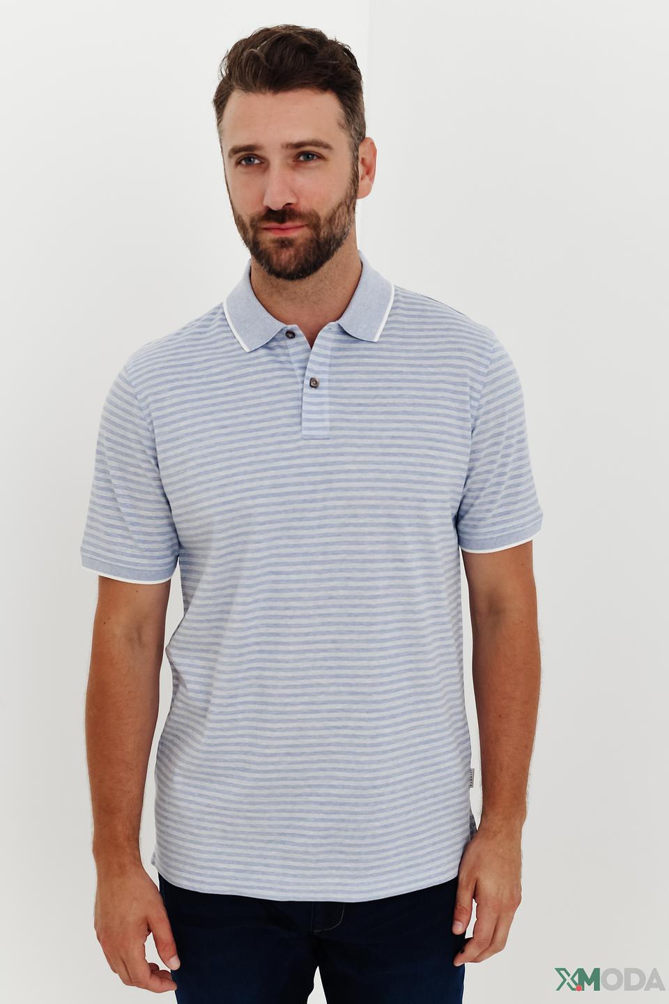 Поло Bugatti в полоску голубой