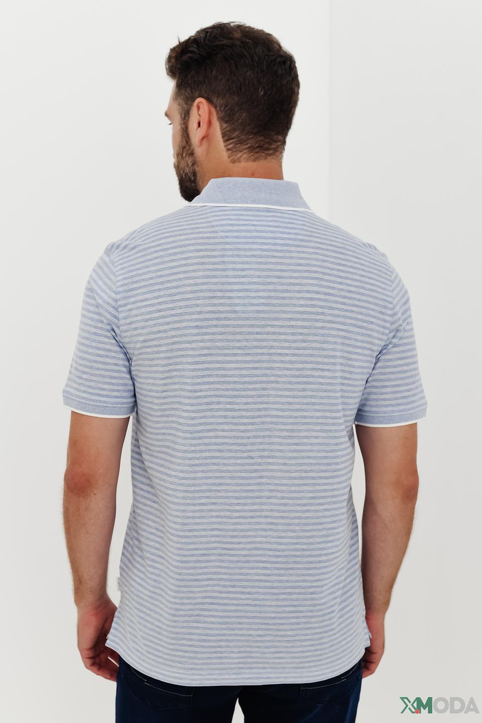 Поло Bugatti в полоску голубой