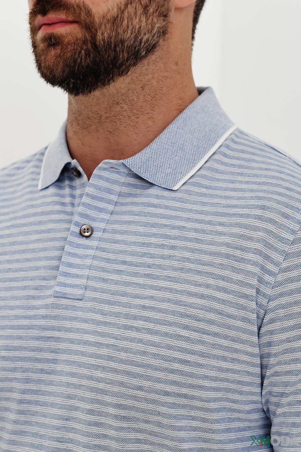 Поло Bugatti в полоску голубой