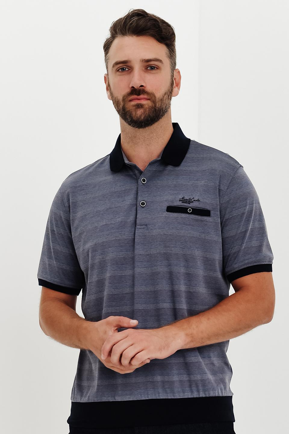 Поло Monte Carlo в полоску серое