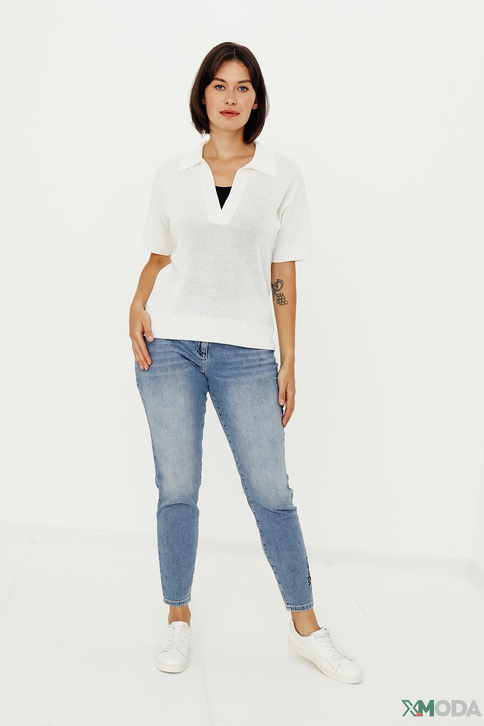 Пуловер Bianca с воротником-поло белый