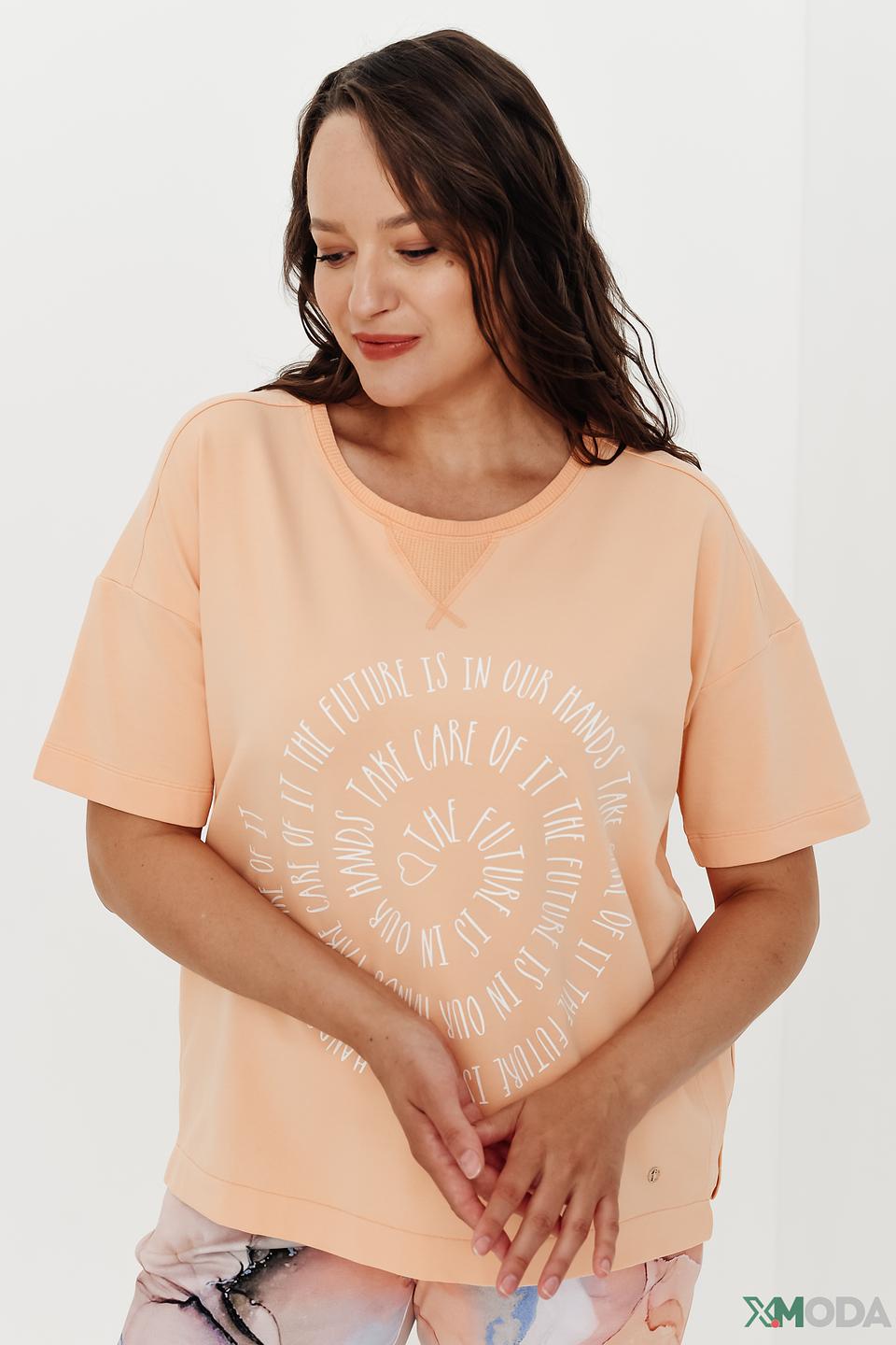 Футболка Frapp с принтом персиковый