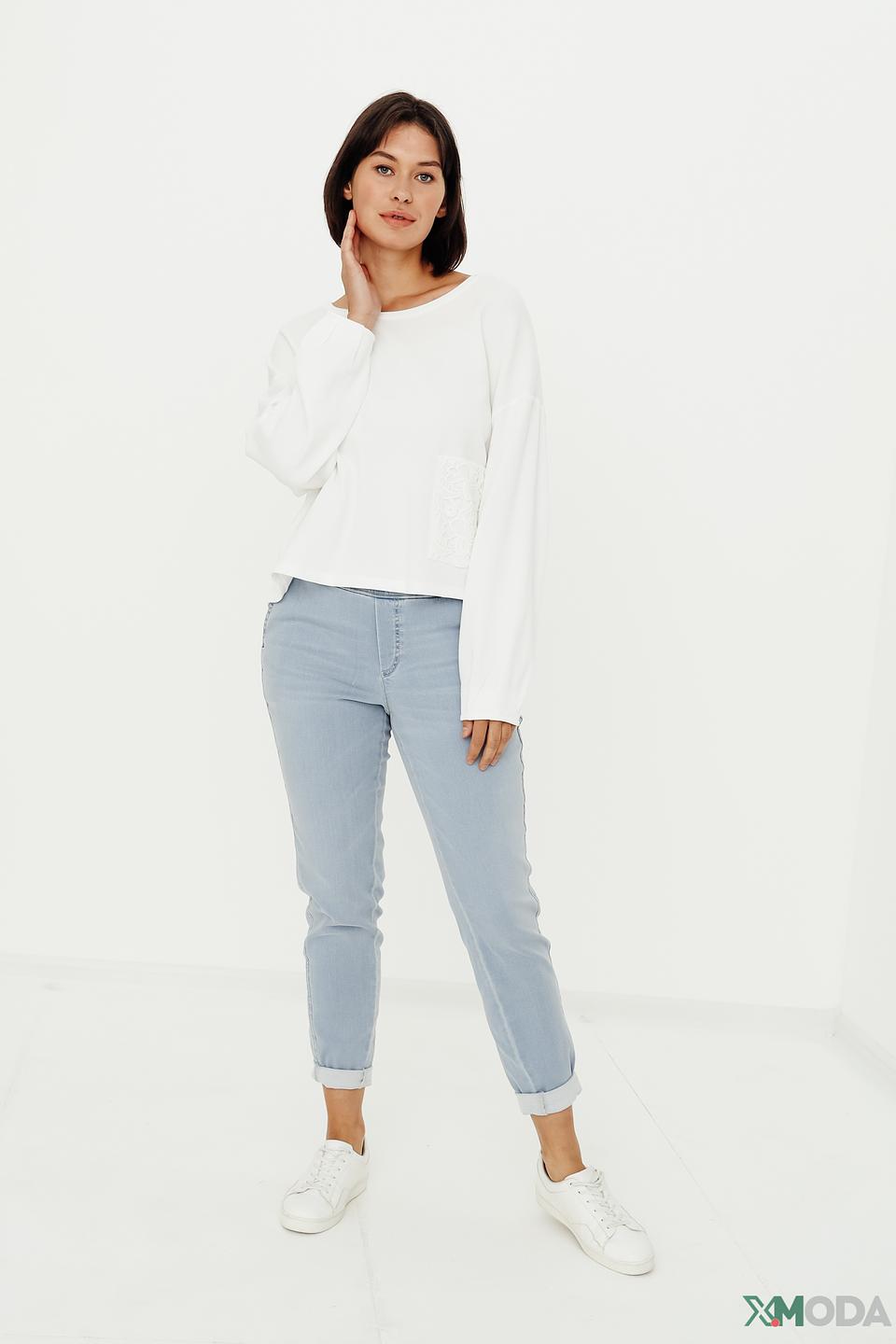 Пуловер Monari с кружевом белый