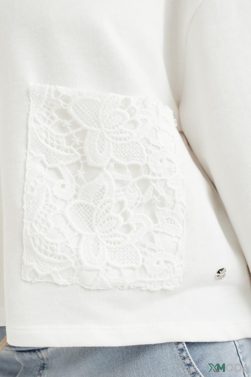 Пуловер Monari с кружевом белый