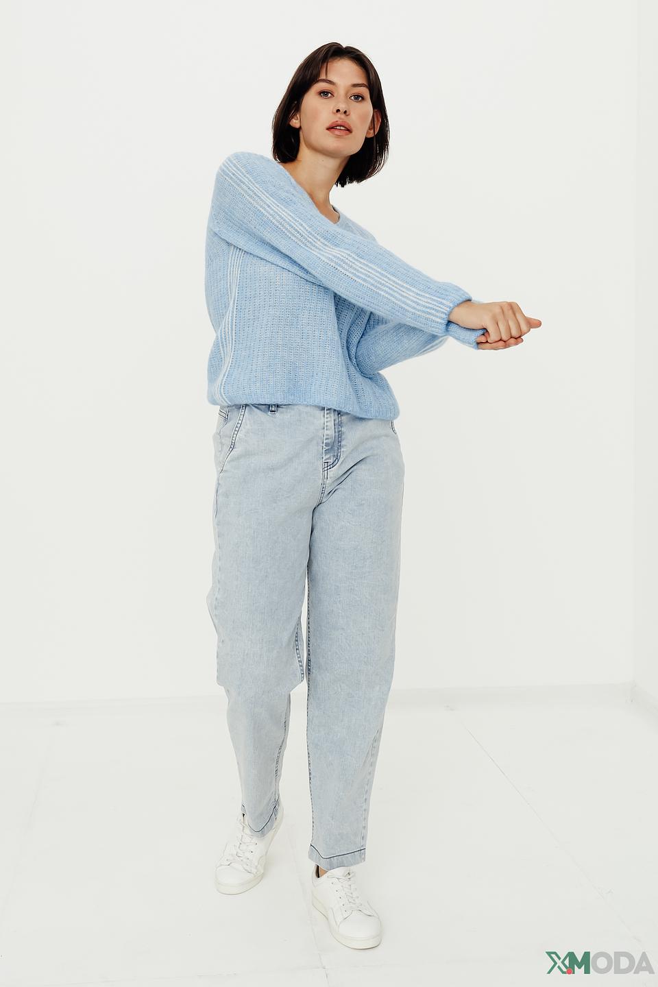 Пуловер Marc Cain голубой V-образный