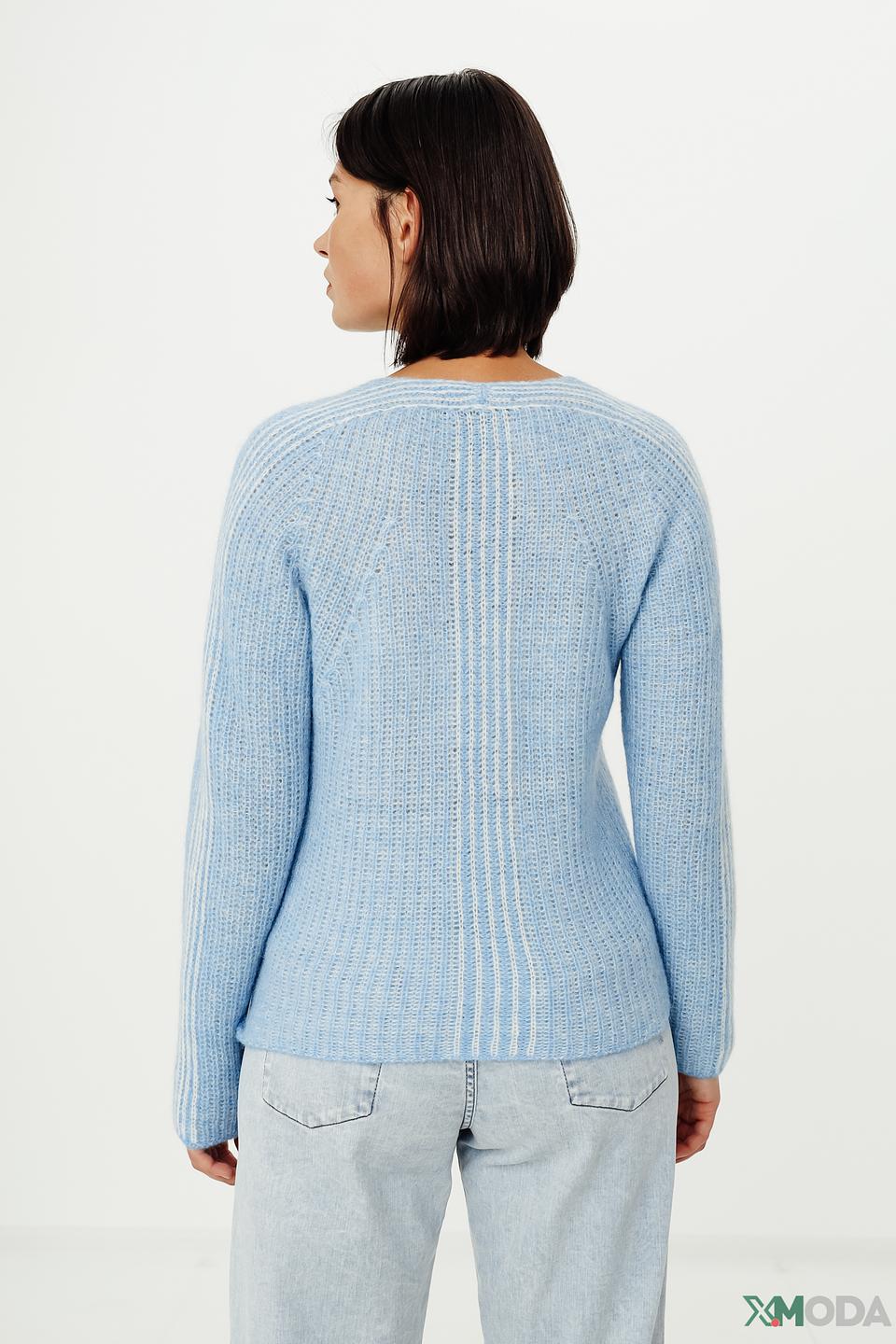 Пуловер Marc Cain голубой V-образный