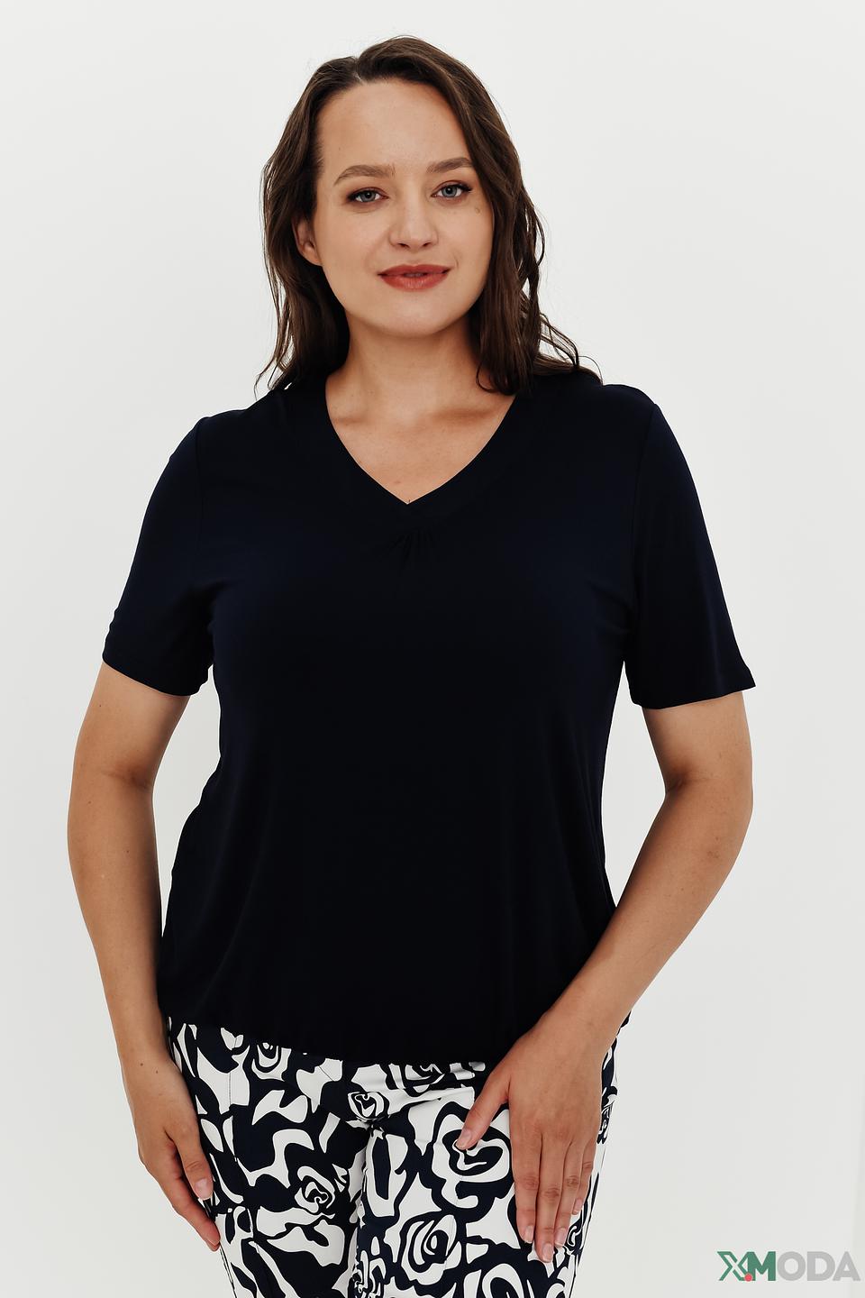 Футболка Lebek с V-образным вырезом чёрная