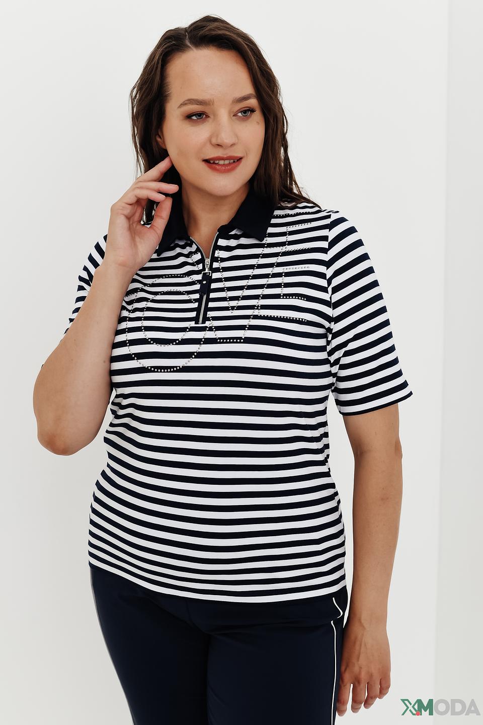 Поло Rabe collection в полоску чёрно-белое