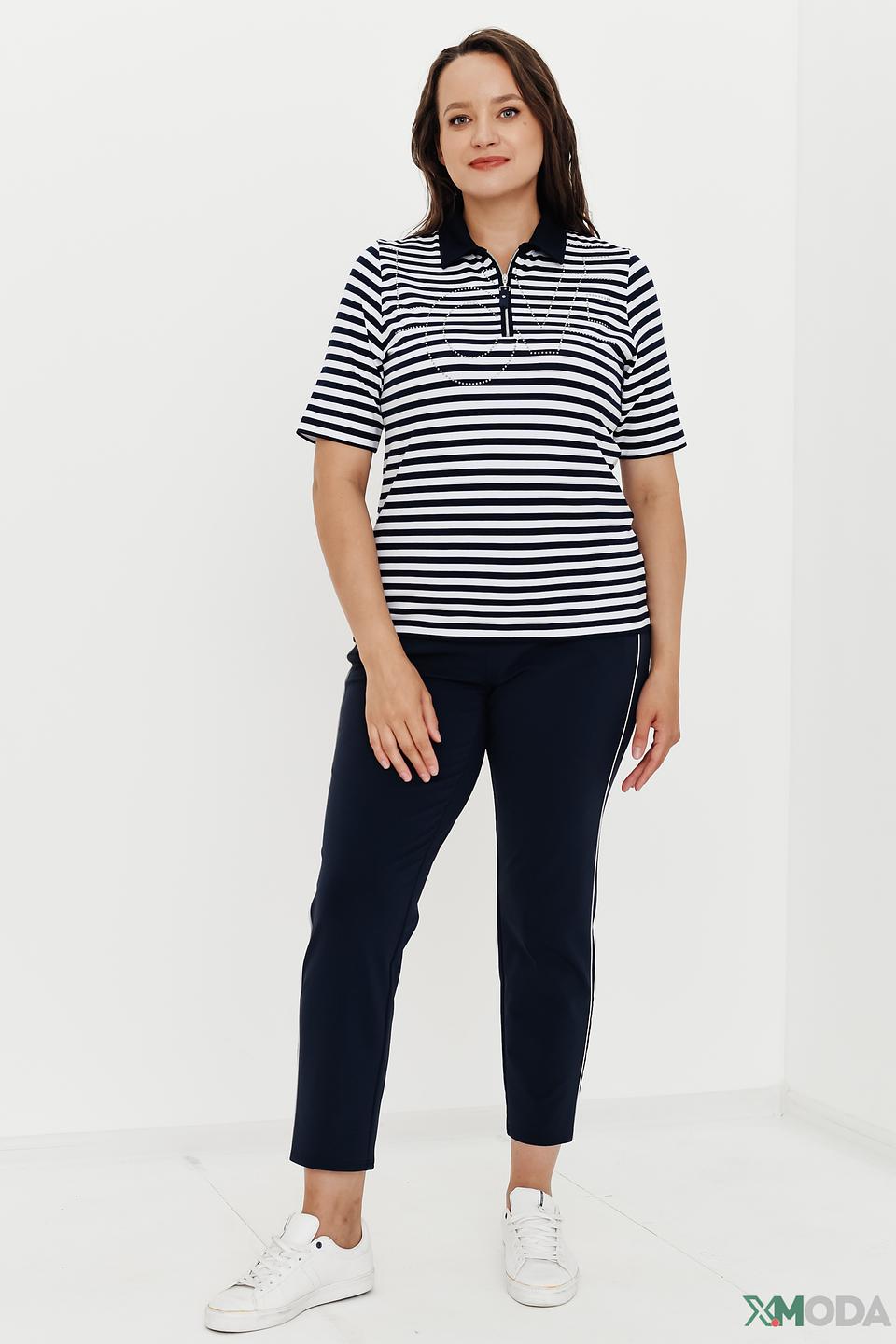 Поло Rabe collection в полоску чёрно-белое