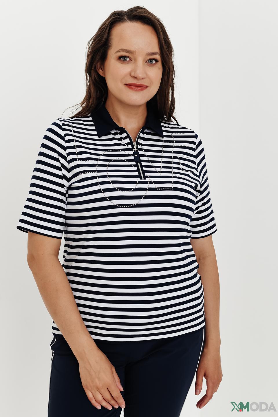 Поло Rabe collection в полоску чёрно-белое