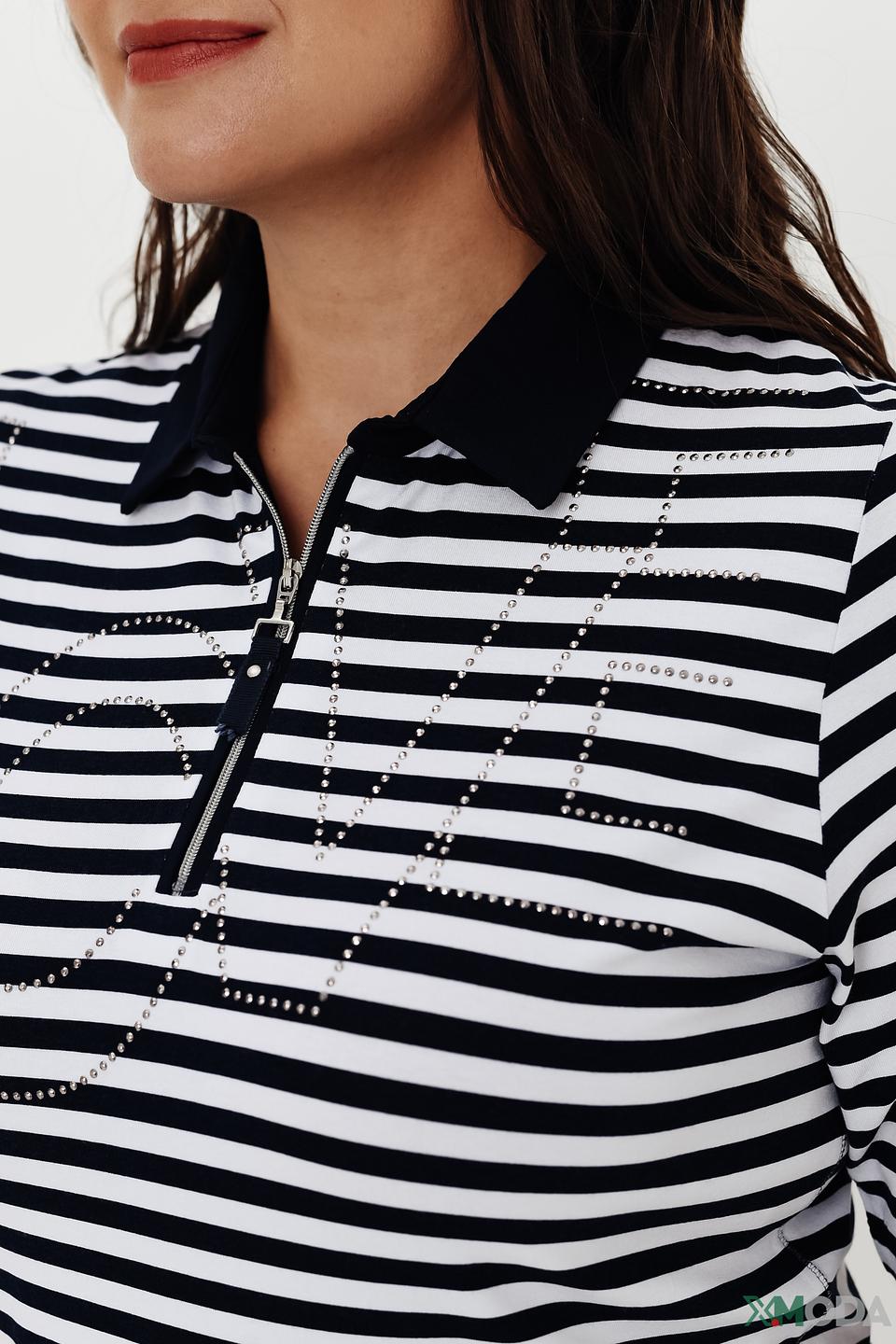 Поло Rabe collection в полоску чёрно-белое