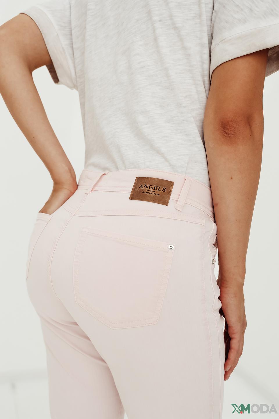 Джинсы Angels с вышивкой светло-розовые