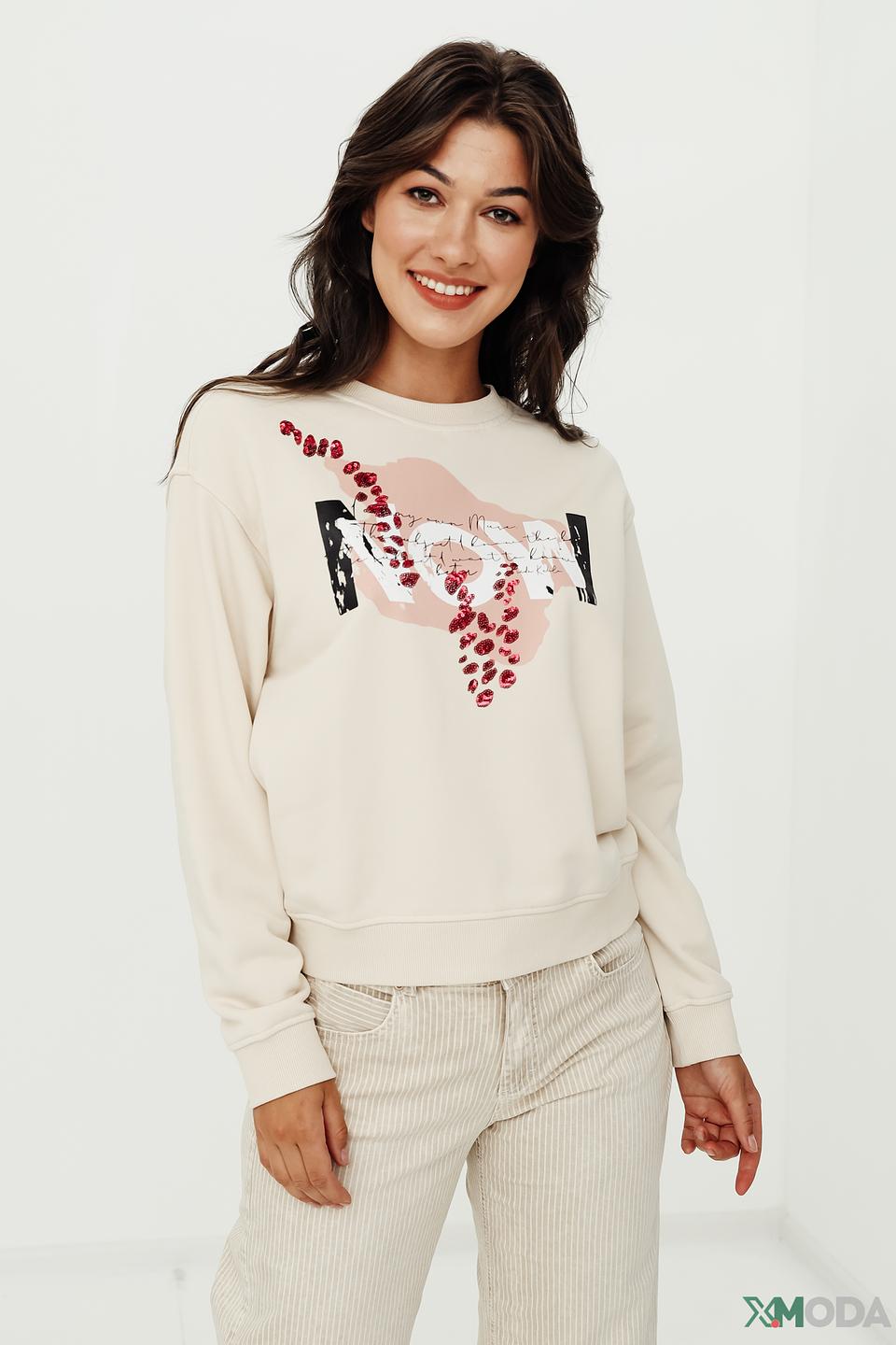 Пуловер Taifun с принтом бежевый