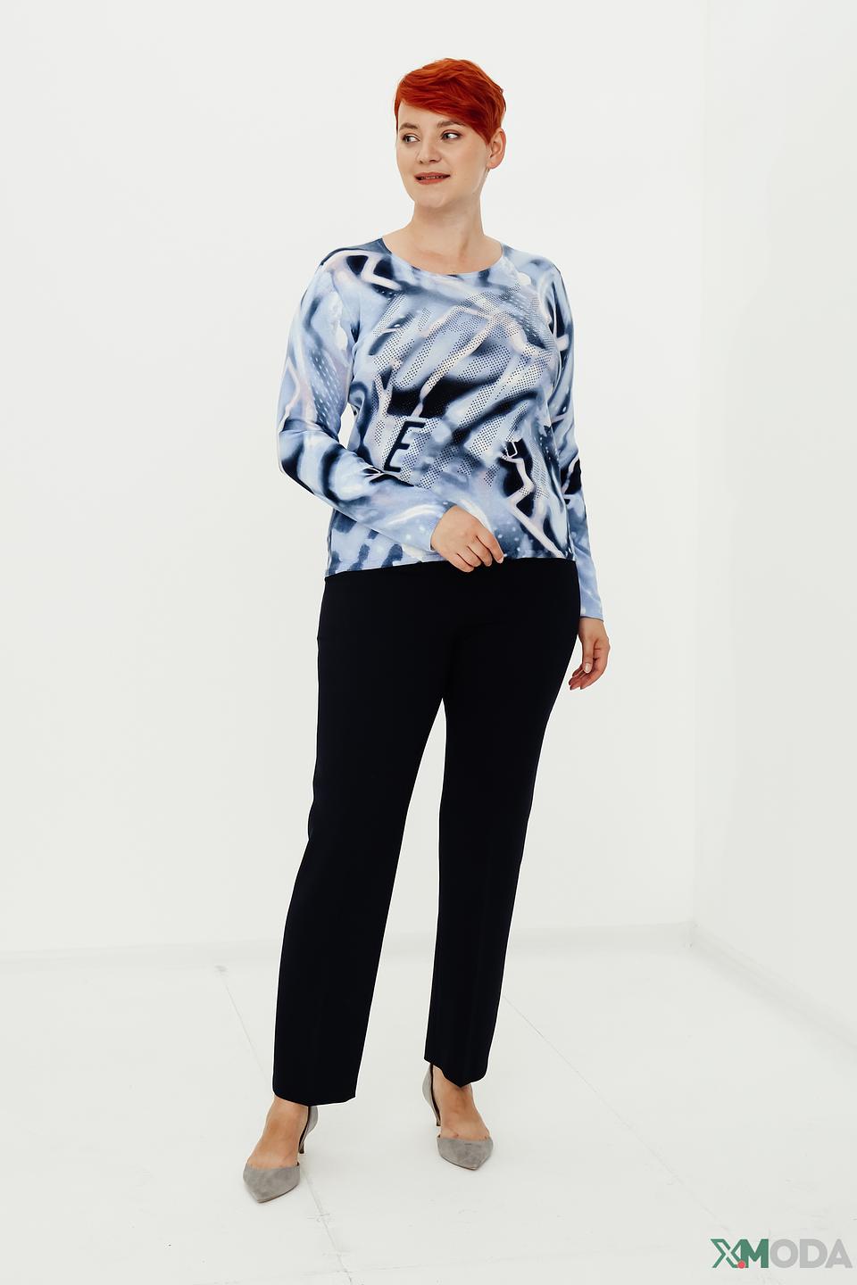 Пуловер Rabe collection с принтом голубой