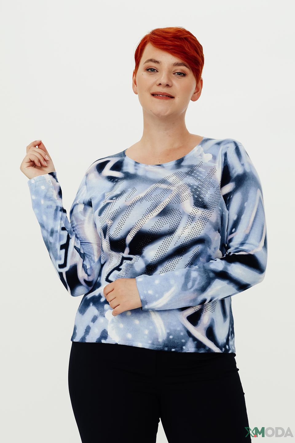 Пуловер Rabe collection с принтом голубой