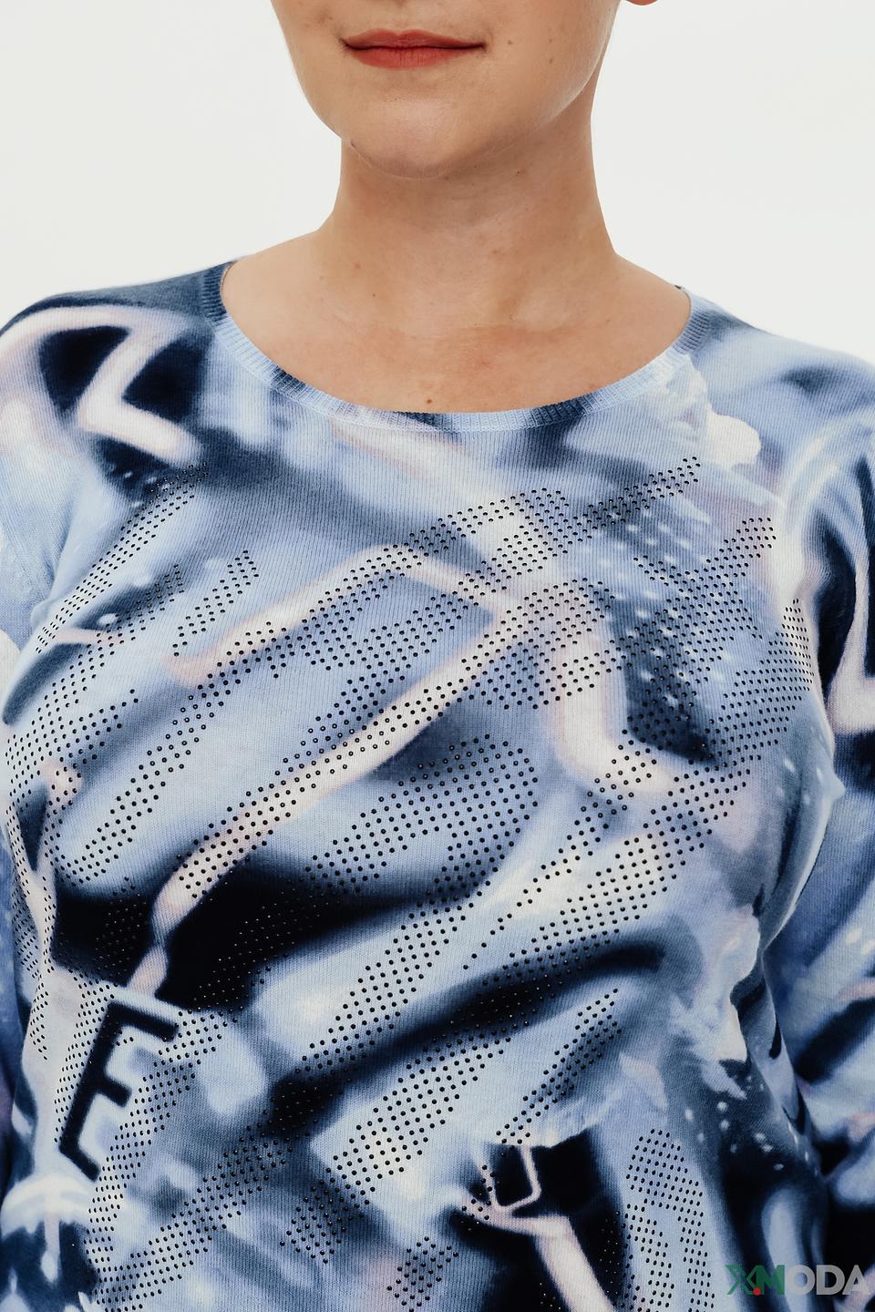 Пуловер Rabe collection с принтом голубой