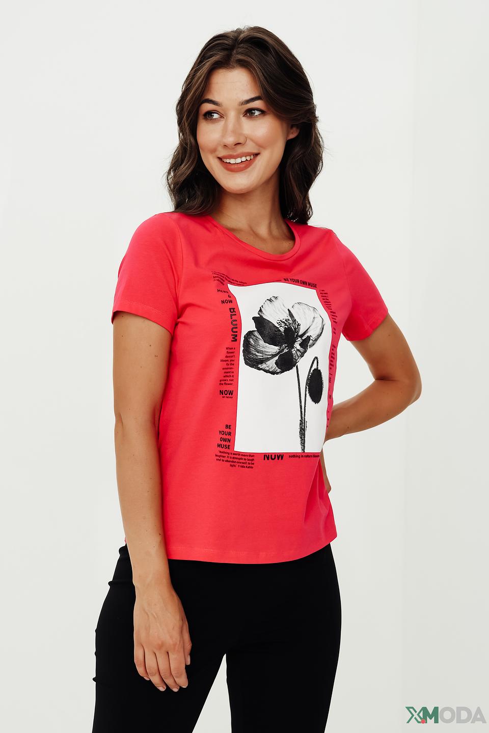 Футболка Taifun с маком малиновая