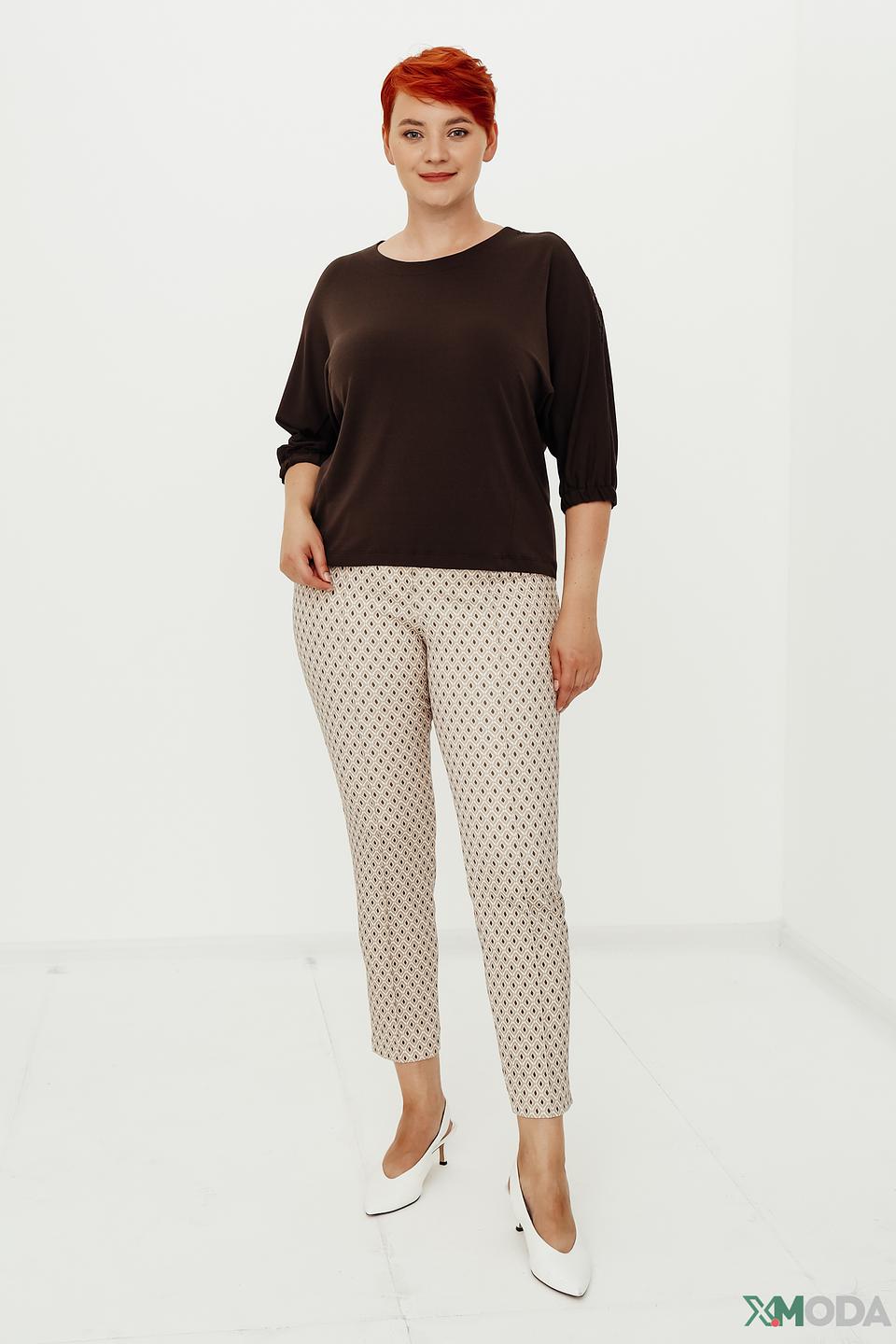 Брюки Bianca с принтом бежевые