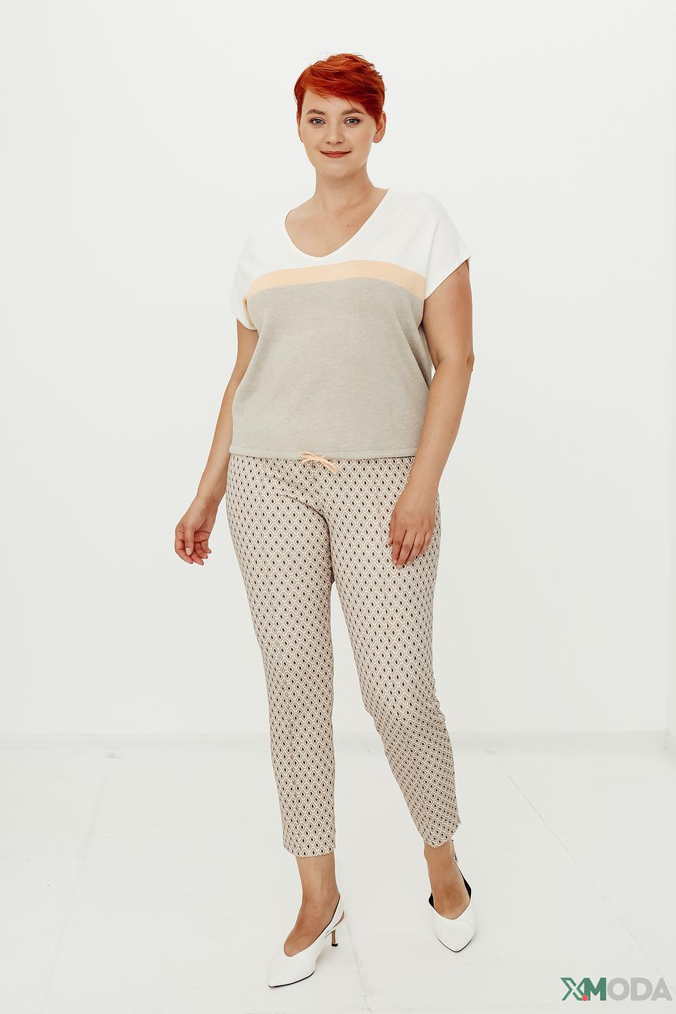 Брюки Bianca с принтом бежевые