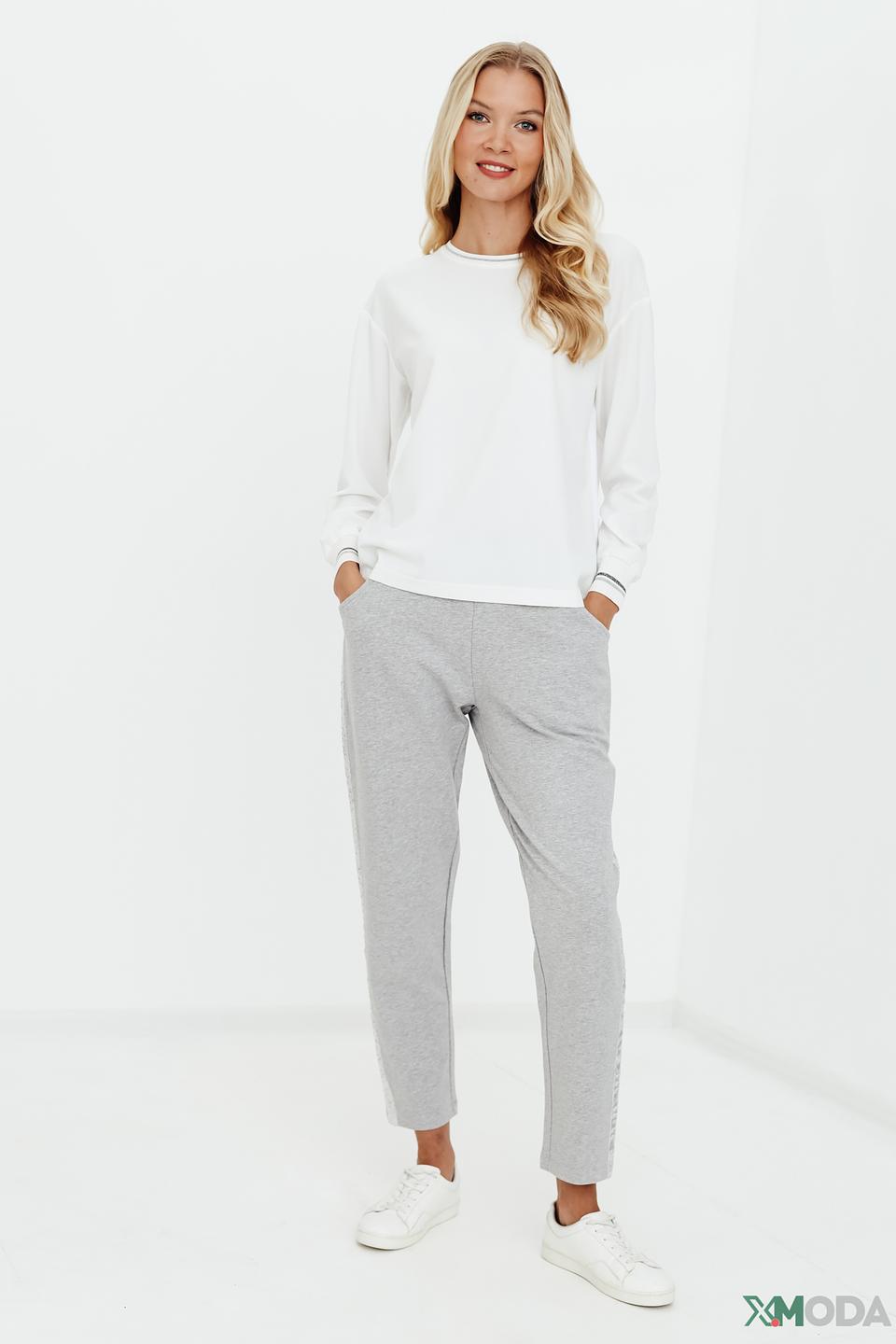 Пуловер Pezzo белый с полоской