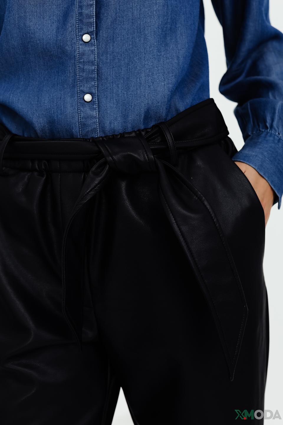 Брюки кожа Pezzo чёрные