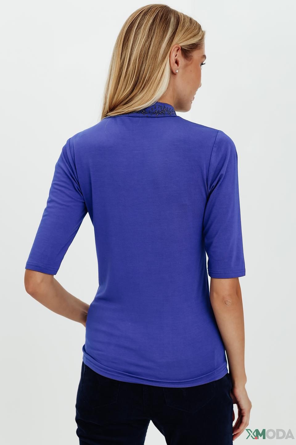 Пуловер Pezzo с камнями синий