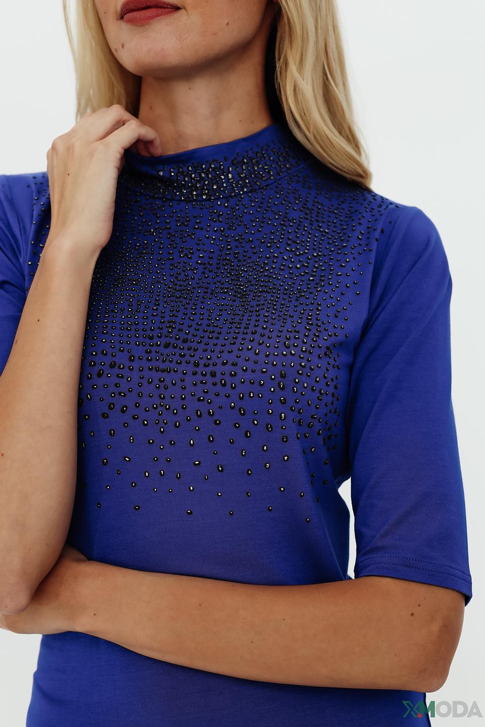 Пуловер Pezzo с камнями синий