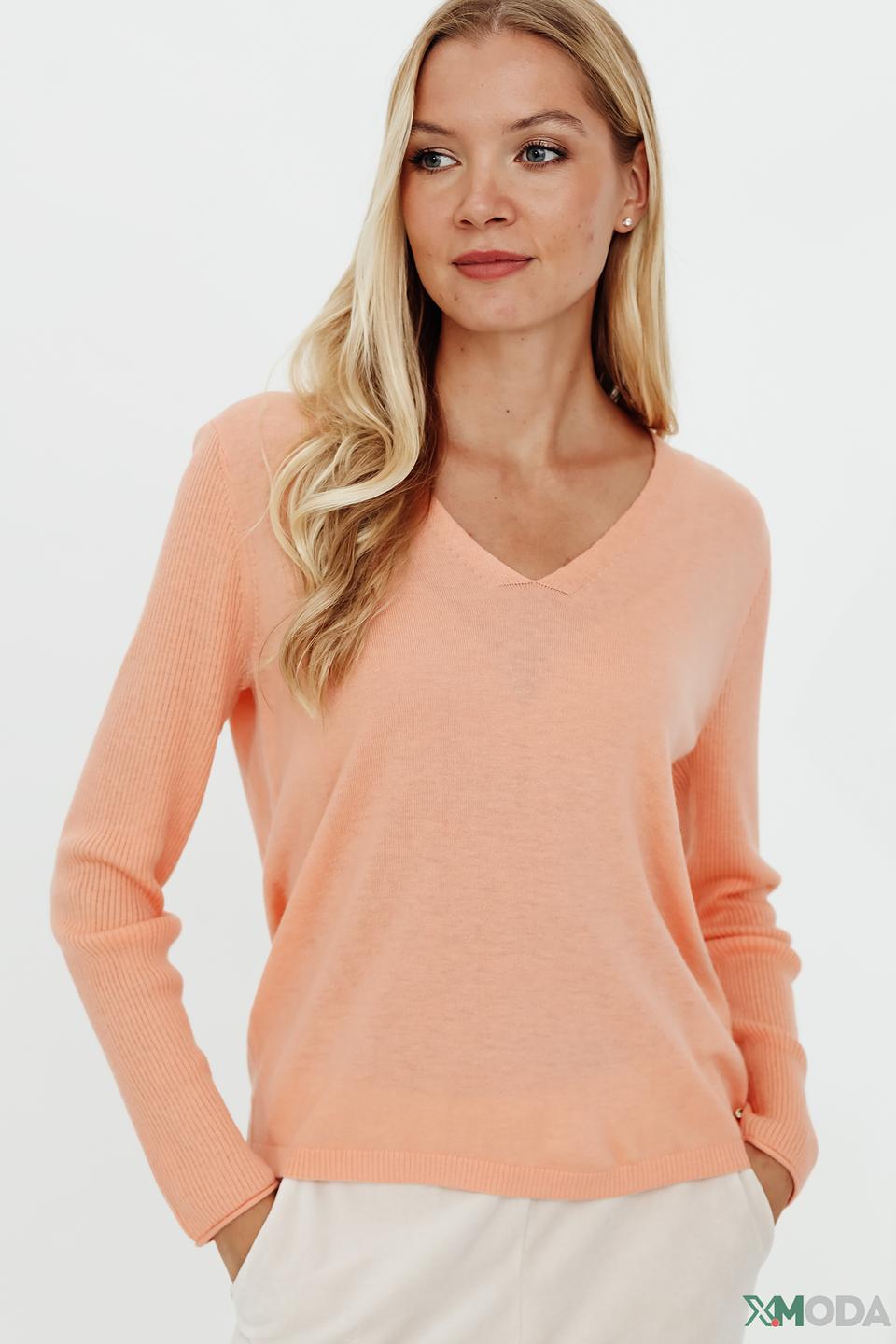 Пуловер Marc Cain V-образный персиковый