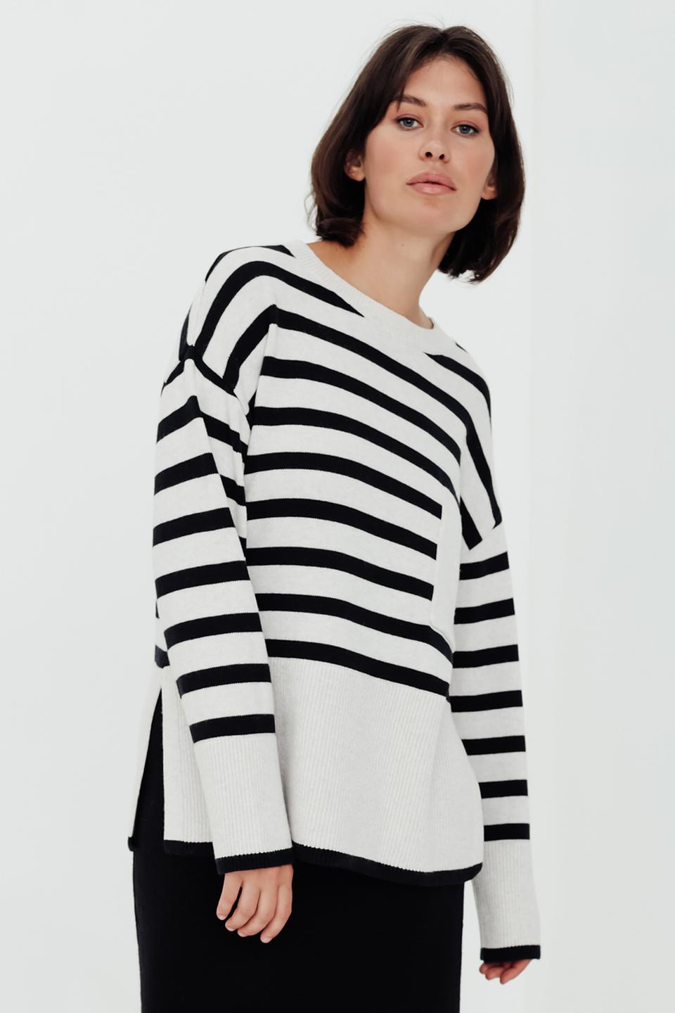 Пуловер Oui в полоску