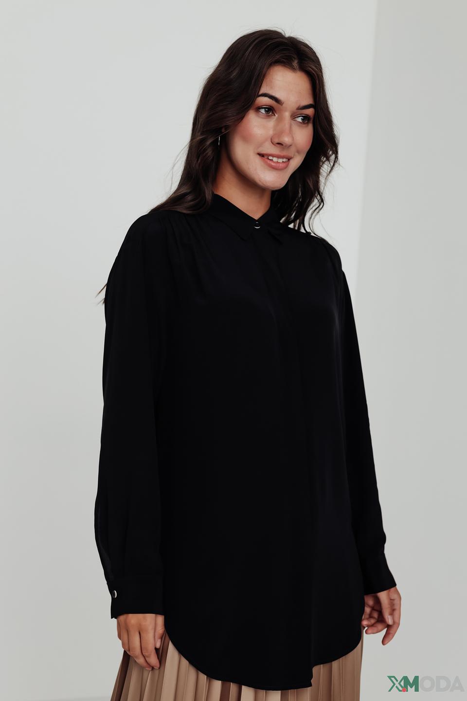 Блуза Boss Black чёрная с воротником