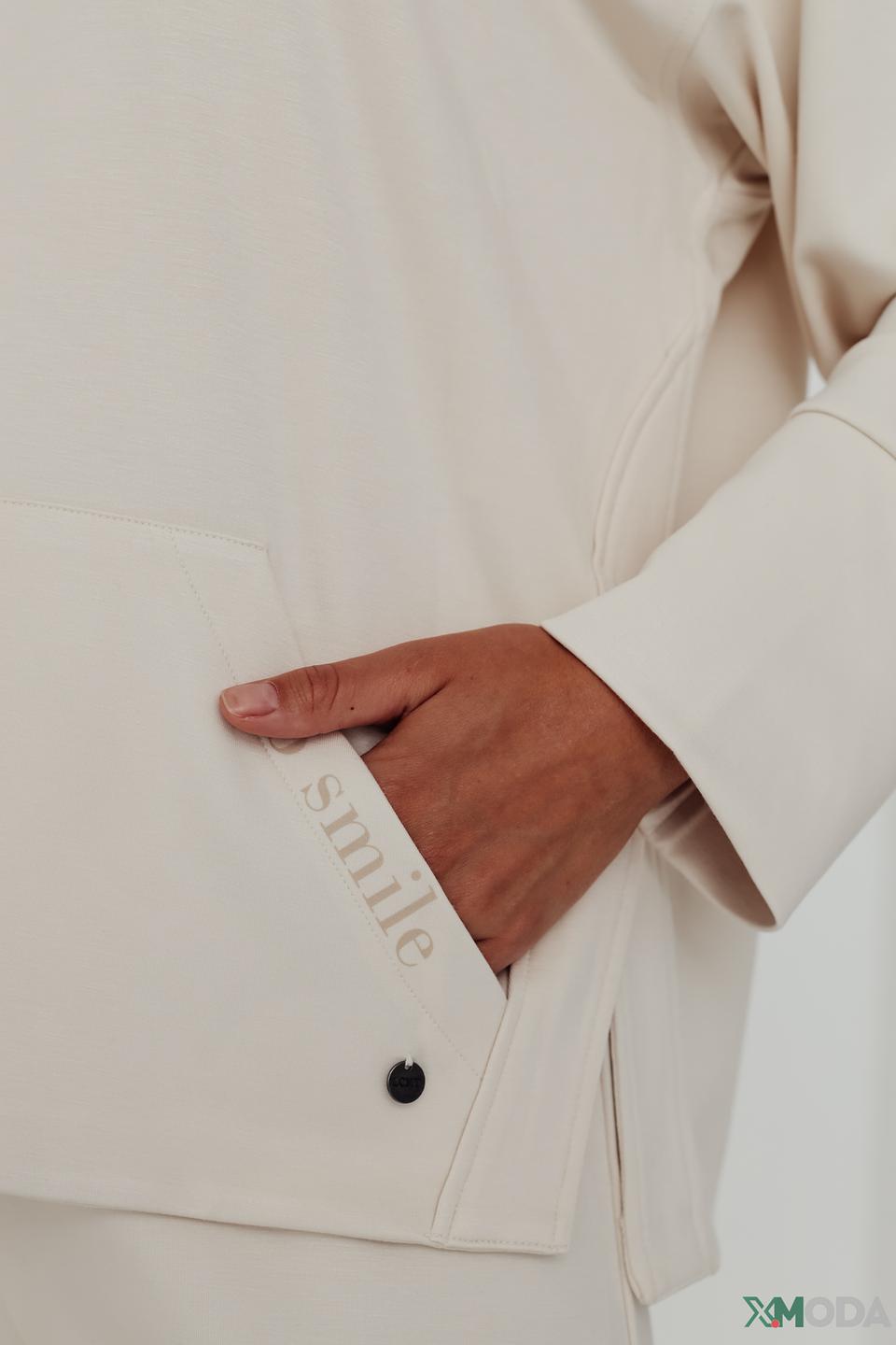 Пуловер Lecomte с капюшоном бежевый