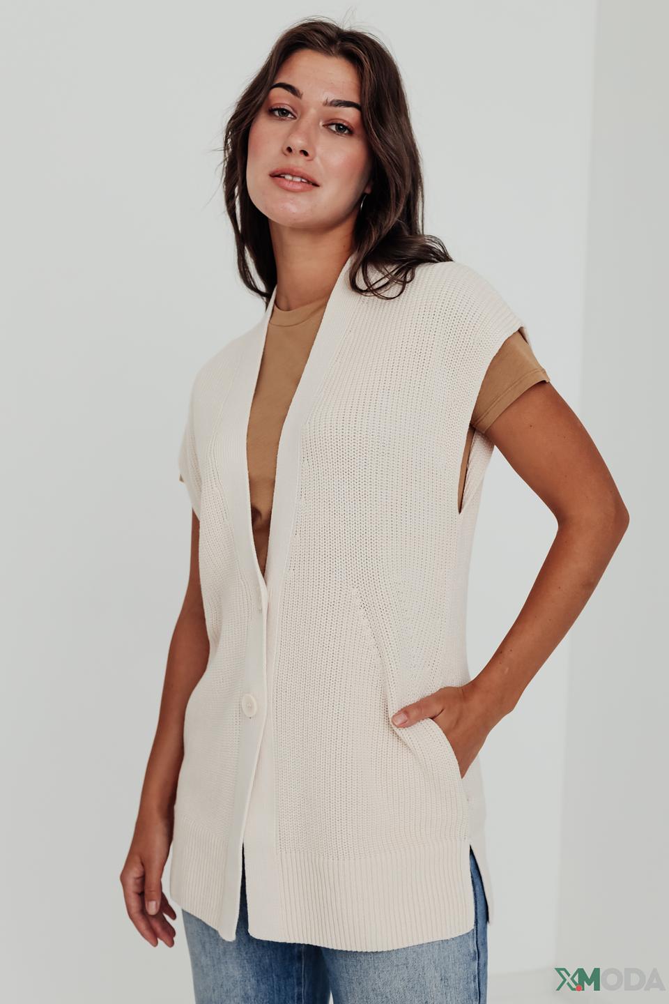 Жилет Lecomte вязаный бежевый