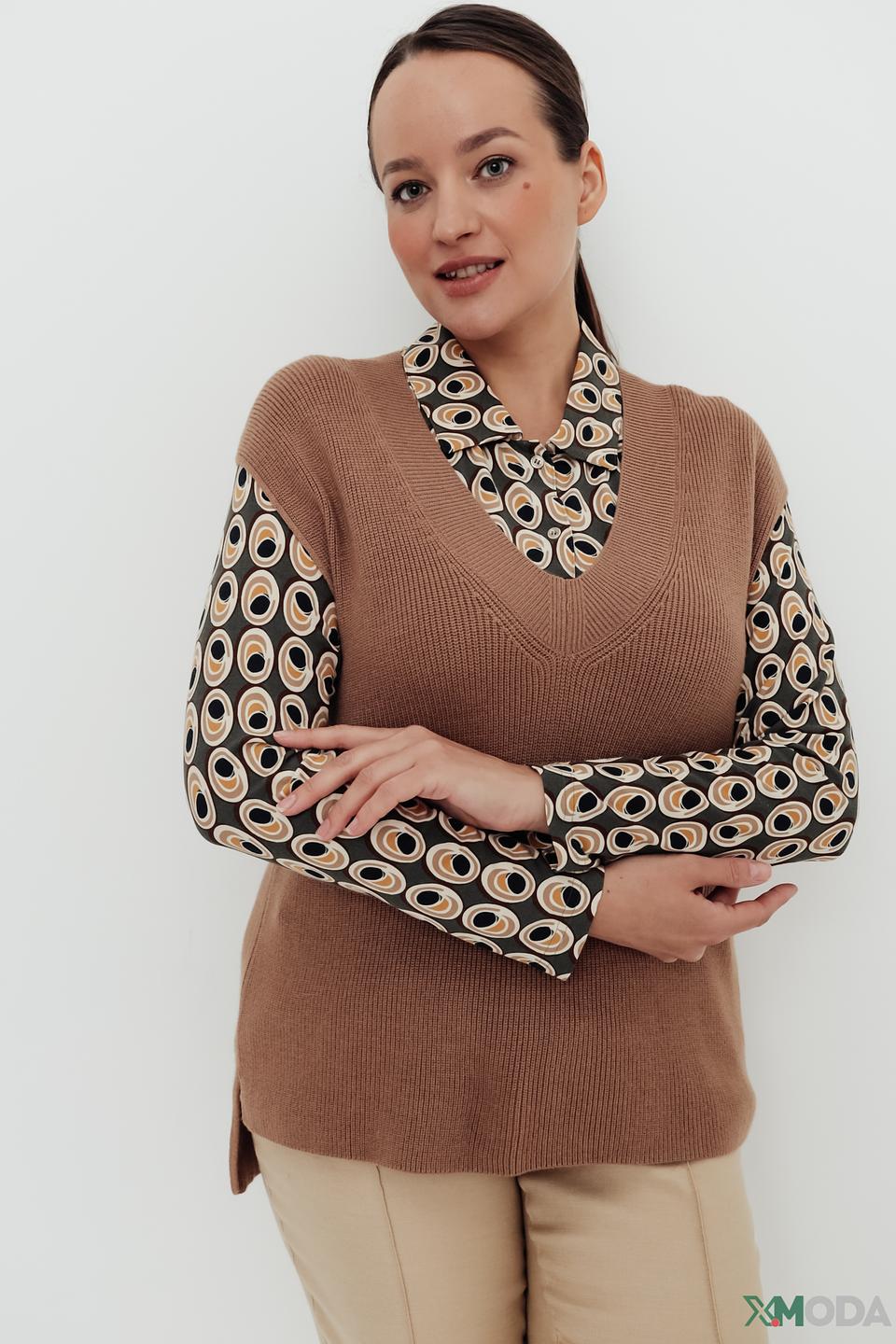 Жилет Frank Walder вязаный коричневый