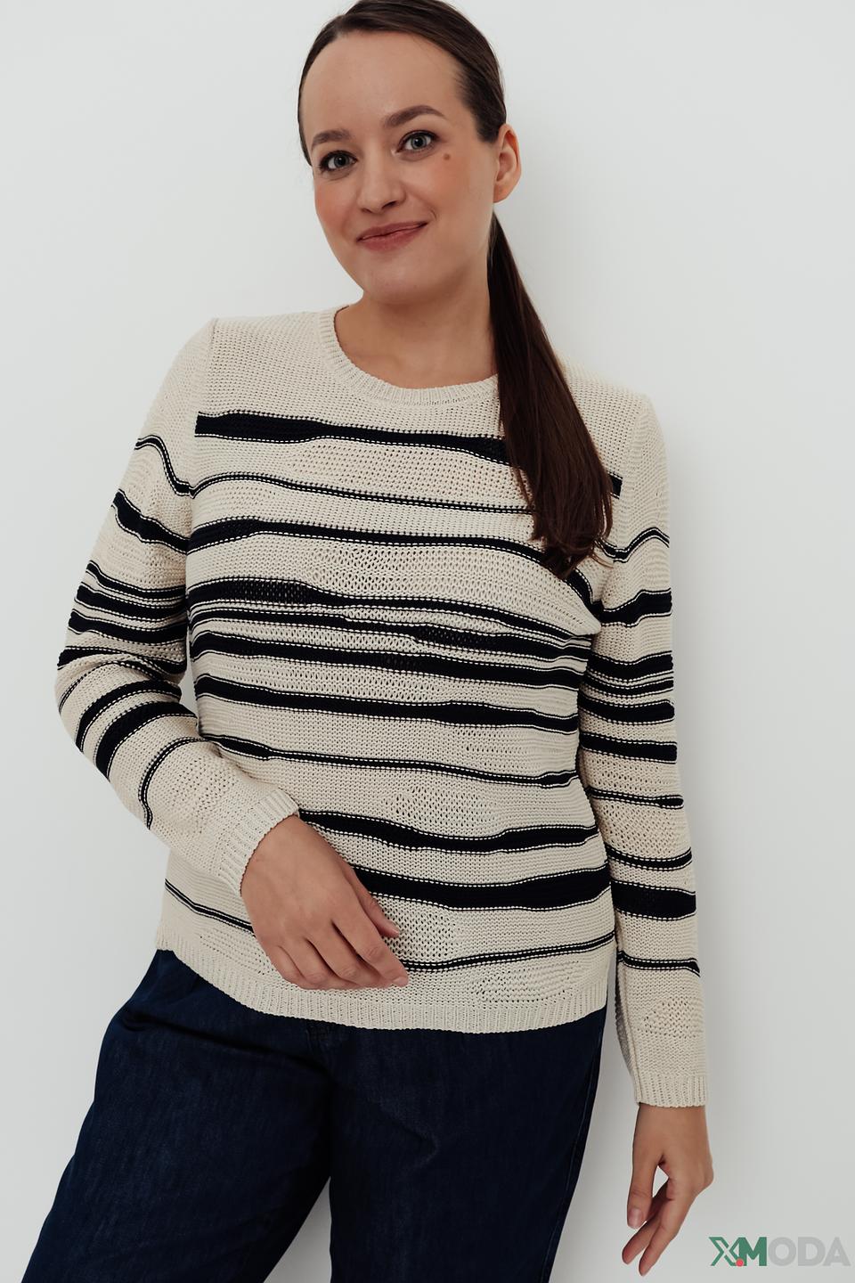Пуловер Rabe collection в полоску бежевый
