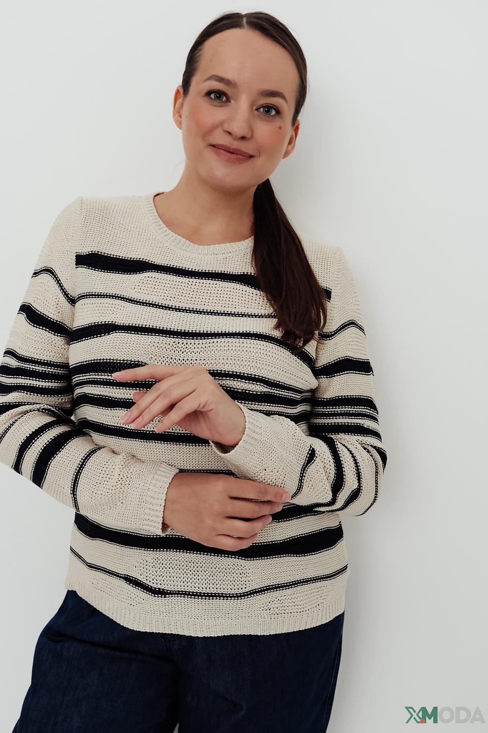 Пуловер Rabe collection в полоску бежевый