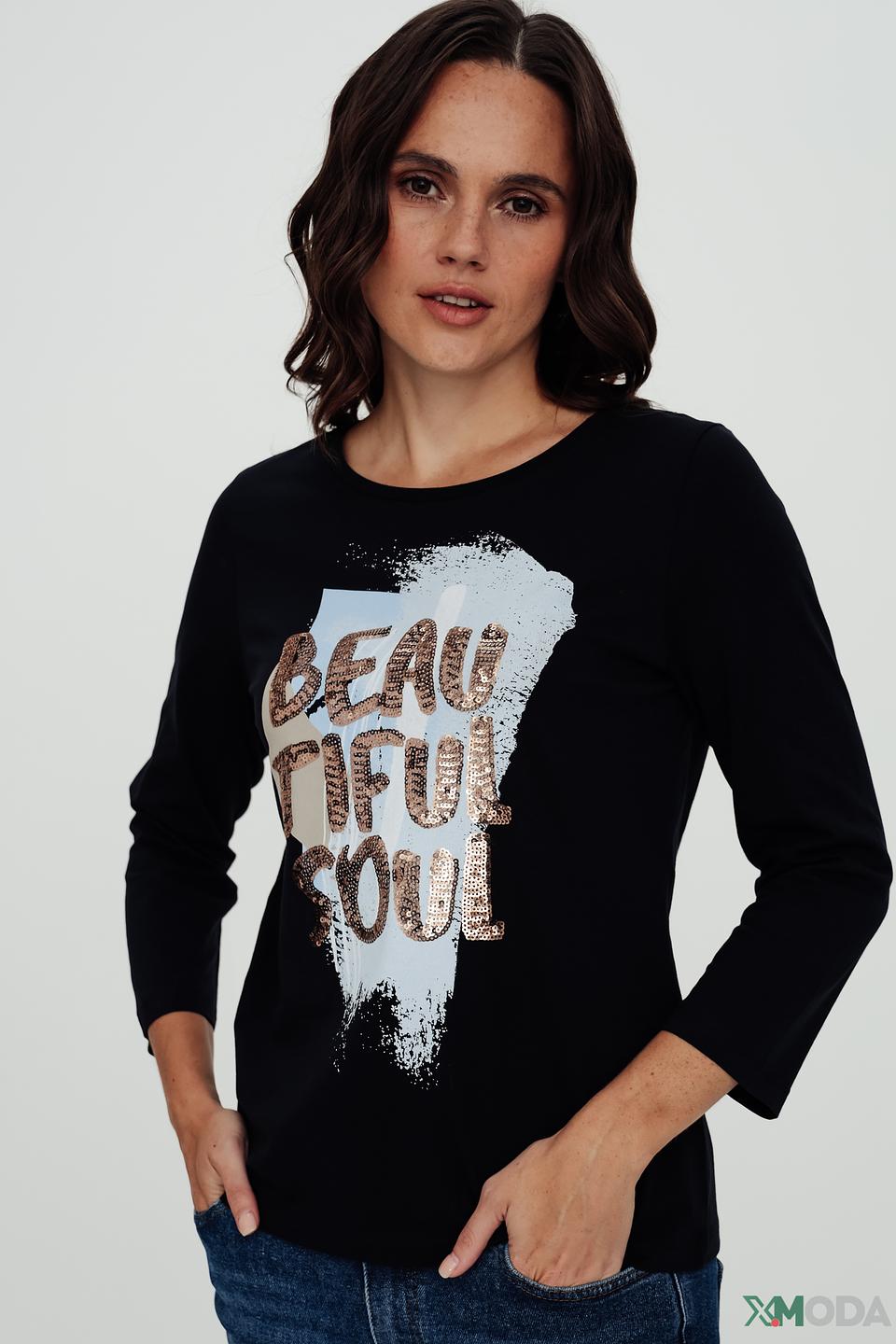 Лонгслив Taifun с пайетками чёрный