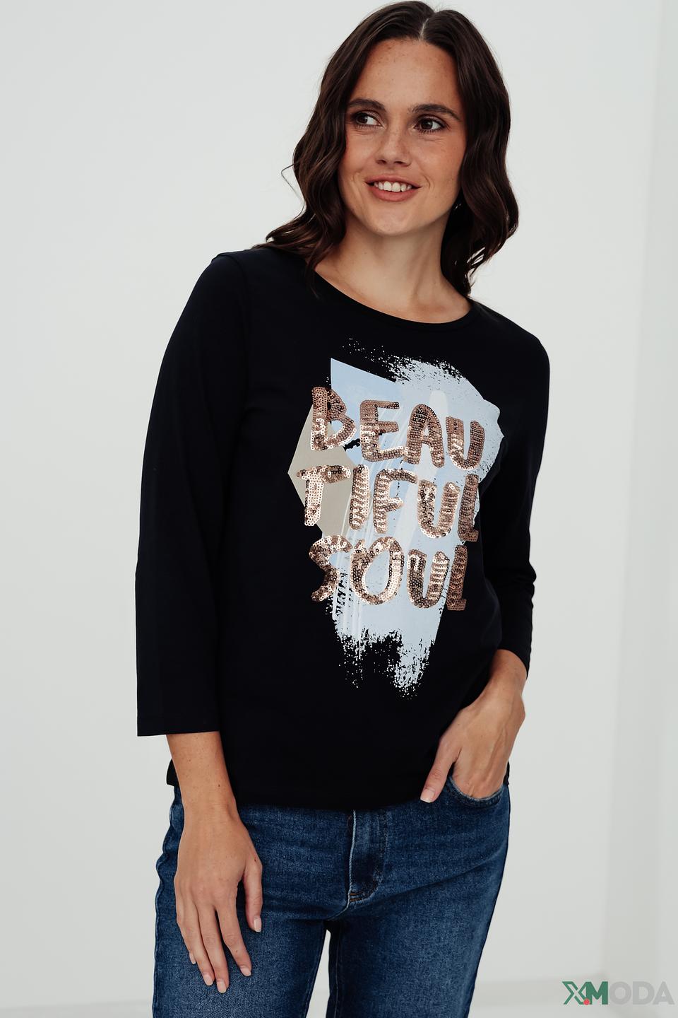 Лонгслив Taifun с пайетками чёрный