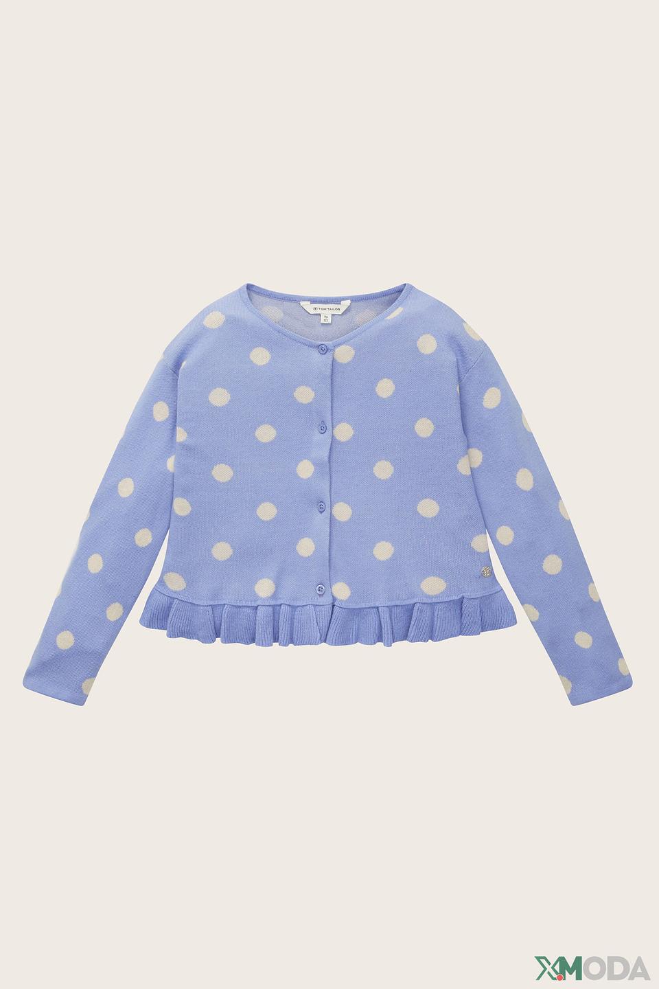 Кардиган Tom Tailor дев. в горошек голубой